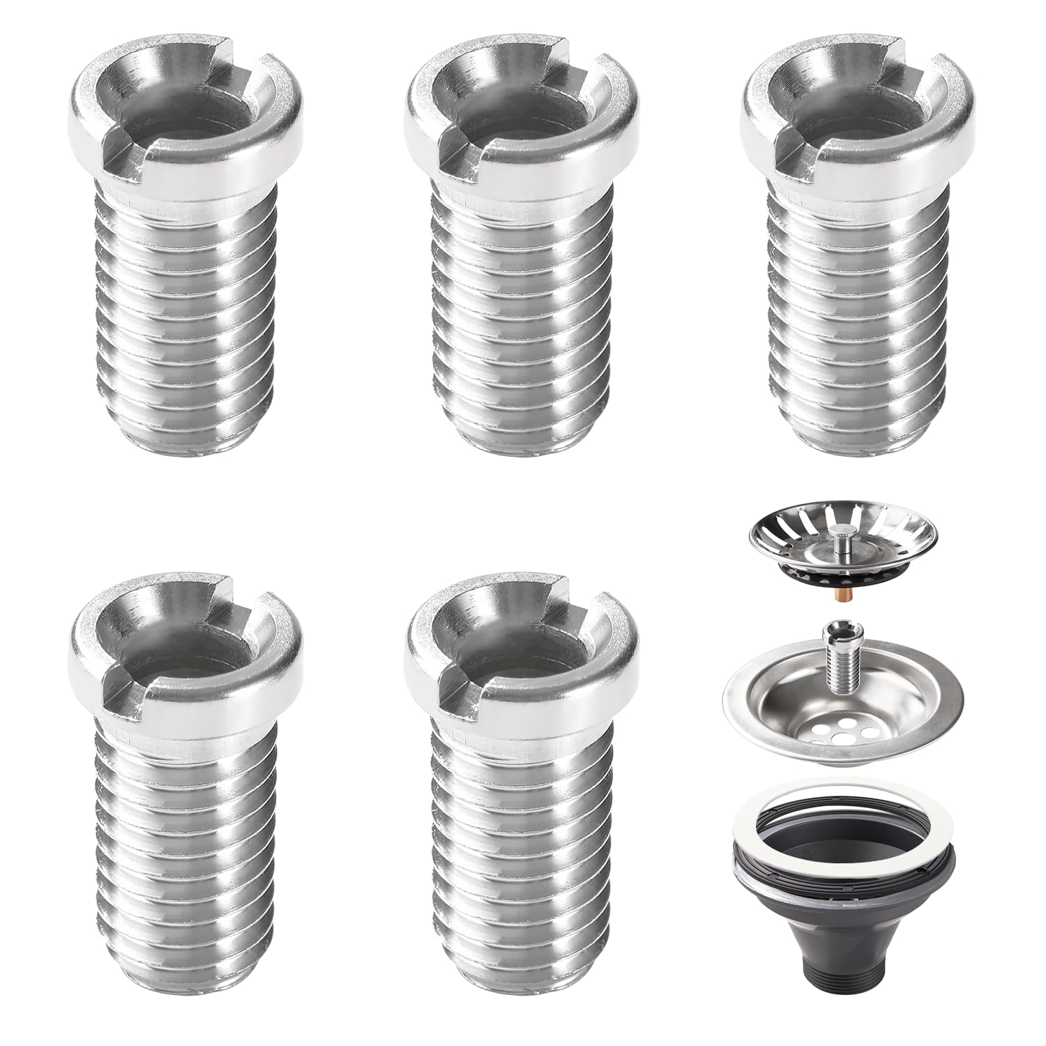 Lyeteung 5 PCS M12 x 25mm Sink Basket Screw, Sink Strainer Stainless Steel Screws, for Sink Strainer Plug Kitchen