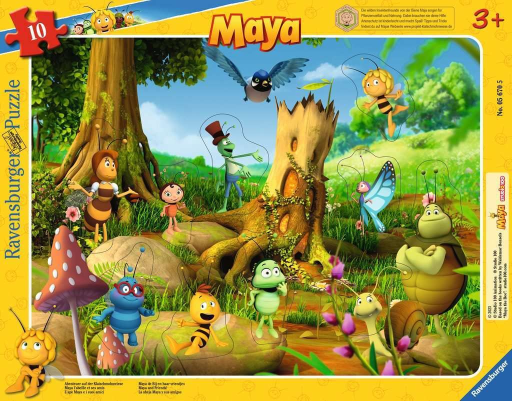 Ravensburger Children's Puzzle 05670 - Adventure on the Poppy Meadow - 10 Pieces Maya the Bee Frame Puzzle for Children from 3 Years