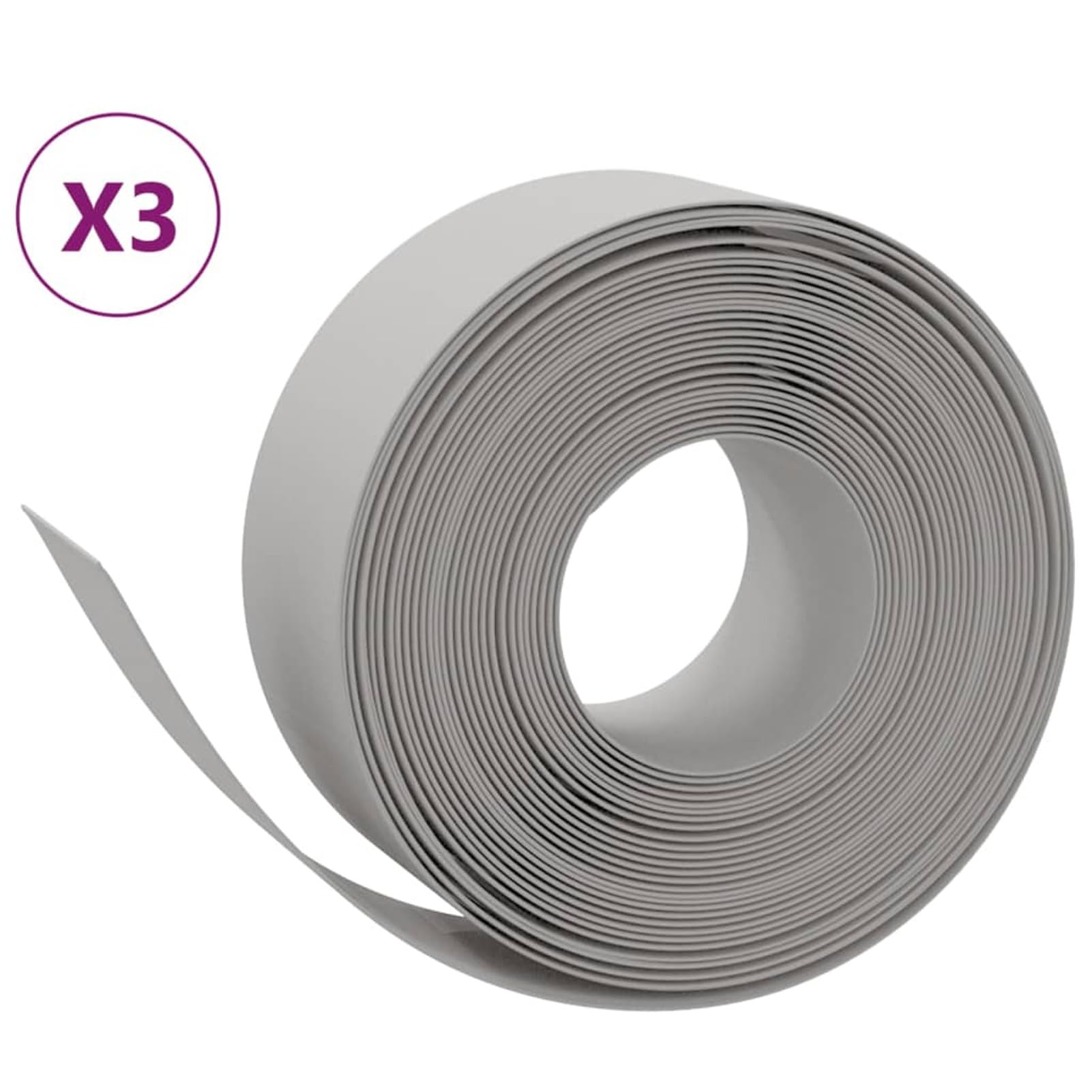 Rasenkanten 3 STK. Grau 10 m 20 cm Polyethylen Flexible Rasenkante Kunststoff Blumenbeet