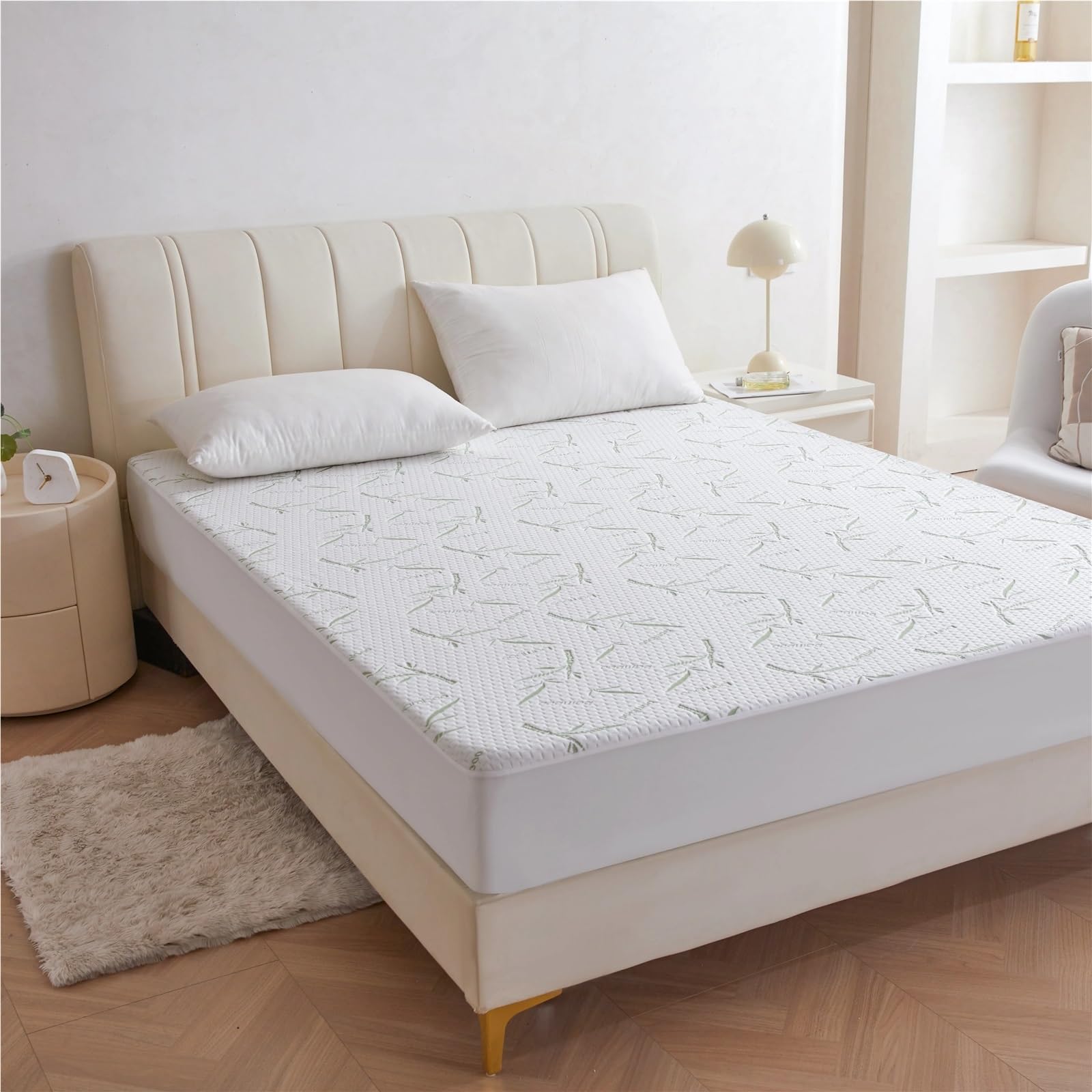 Funda de colchón Protector Impermeable Transpirable, silenciosa Protege Sin Funda Almohada para ColchóN(Queen-152x203x46cm)