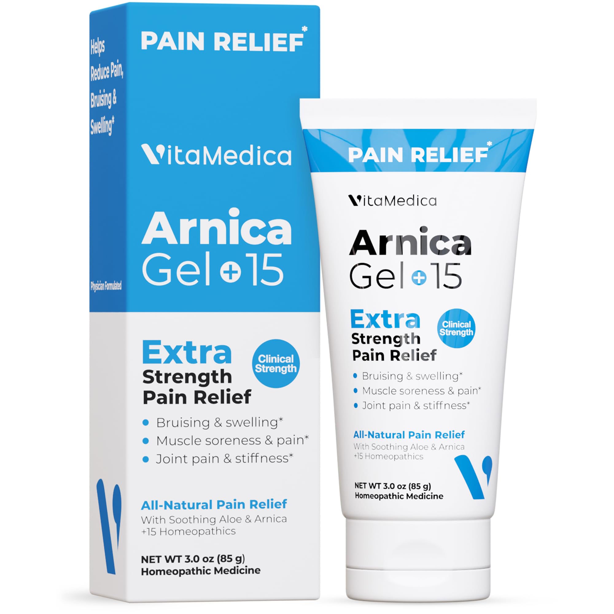 VitaMedica Arnica Gel Plus 15 Healing Plant Compounds, Extra Strength Formulation for Bruising, Swelling, Joint Pain, Muscle Soreness & Stiffness, All-Natural, Plant-Based Pain Relief