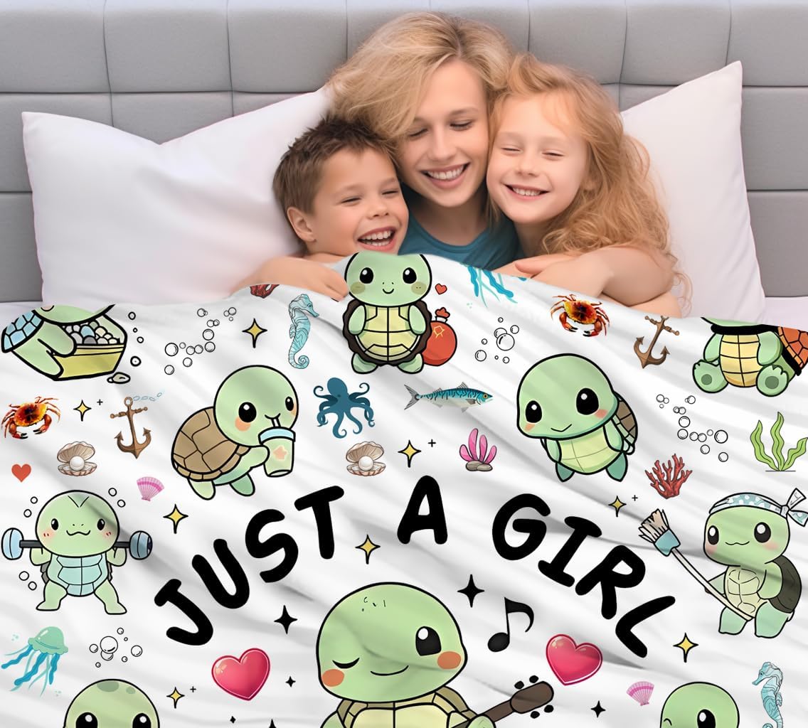 Sea Turtle Blanket Soft Cozy Flannel Turtles Themed Throw Blankes Decor Bedding Gifts for Kids Girls Adults 50"x40" - Image 4
