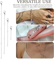 Vista 6 de KALIONE Paquete de 4 cadenas extensoras de collar, 4 tamaños, extensores de collar de plata, extensores de cadena de 2/4/6/8 pulgadas para collares