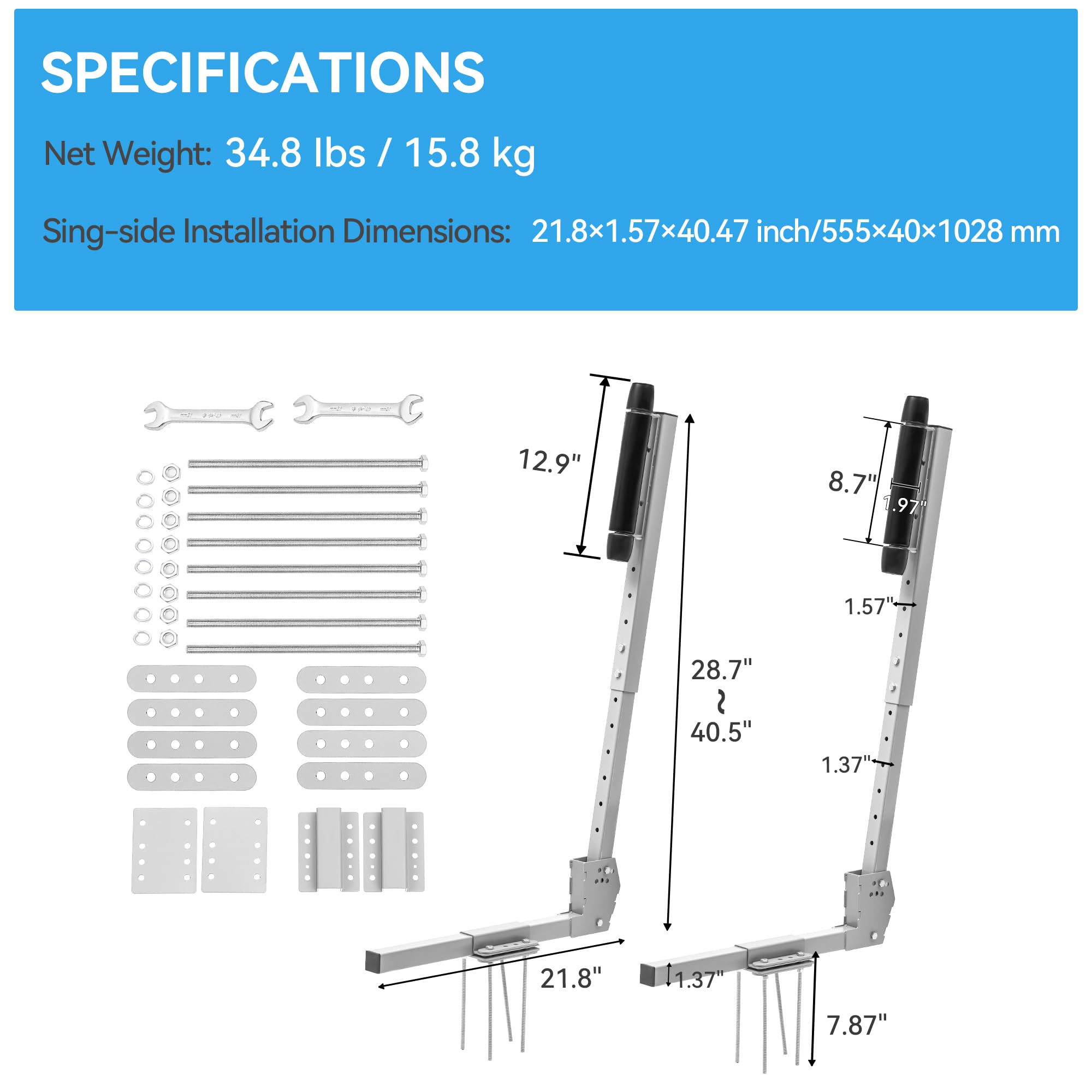 Colinktool Adjustable Boat Trailer Guide-on, Boat Trailer Guide Side Roller Guides System for Fishing Boat or Sailboat Trailer
