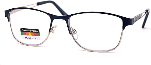 Rectángulo de metal medio borde bisagra de resorte 3 gafas de lectura progresivas multifocales