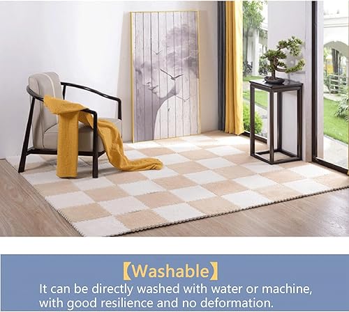 Miniatura 4 de Juego de 20 alfombras entrelazadas, juego de alfombrillas cuadradas de espuma de felpa, azulejos esponjosos entrelazados, rompecabezas cuadrados con