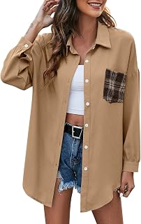 JINGAN Faux Leather Jacket Women Extra Long Rain Jackets for Women Women Autumn Thin Long Sleeve Patchwork Plaid Print Mid Length Shirt Jacket Duffle Coats for Women