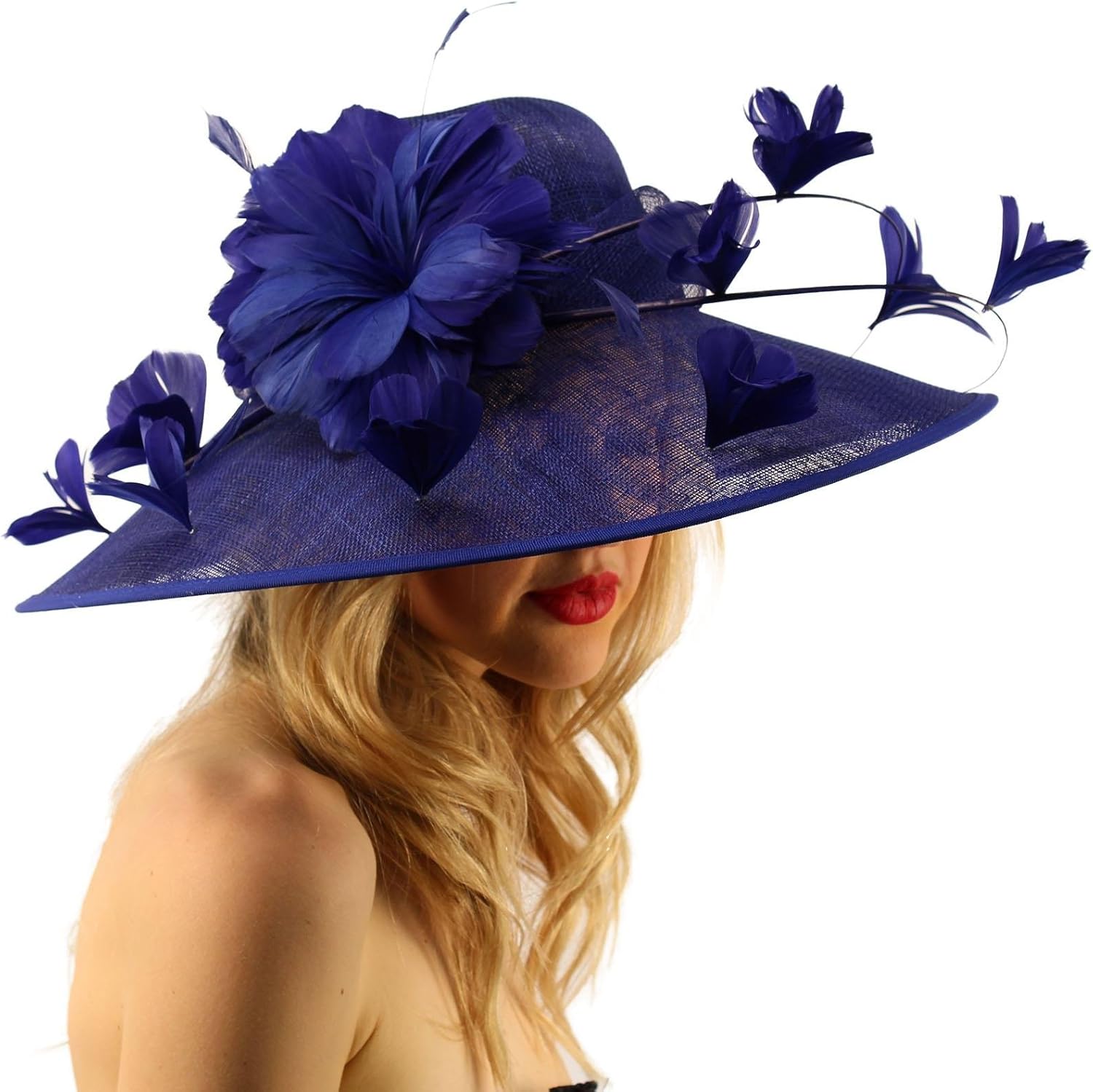 Demure Dome Sinamy Butterfly Floral Feathers Derby Floppy Dress Wide Hat Blue At Amazon Women S Clothing Store