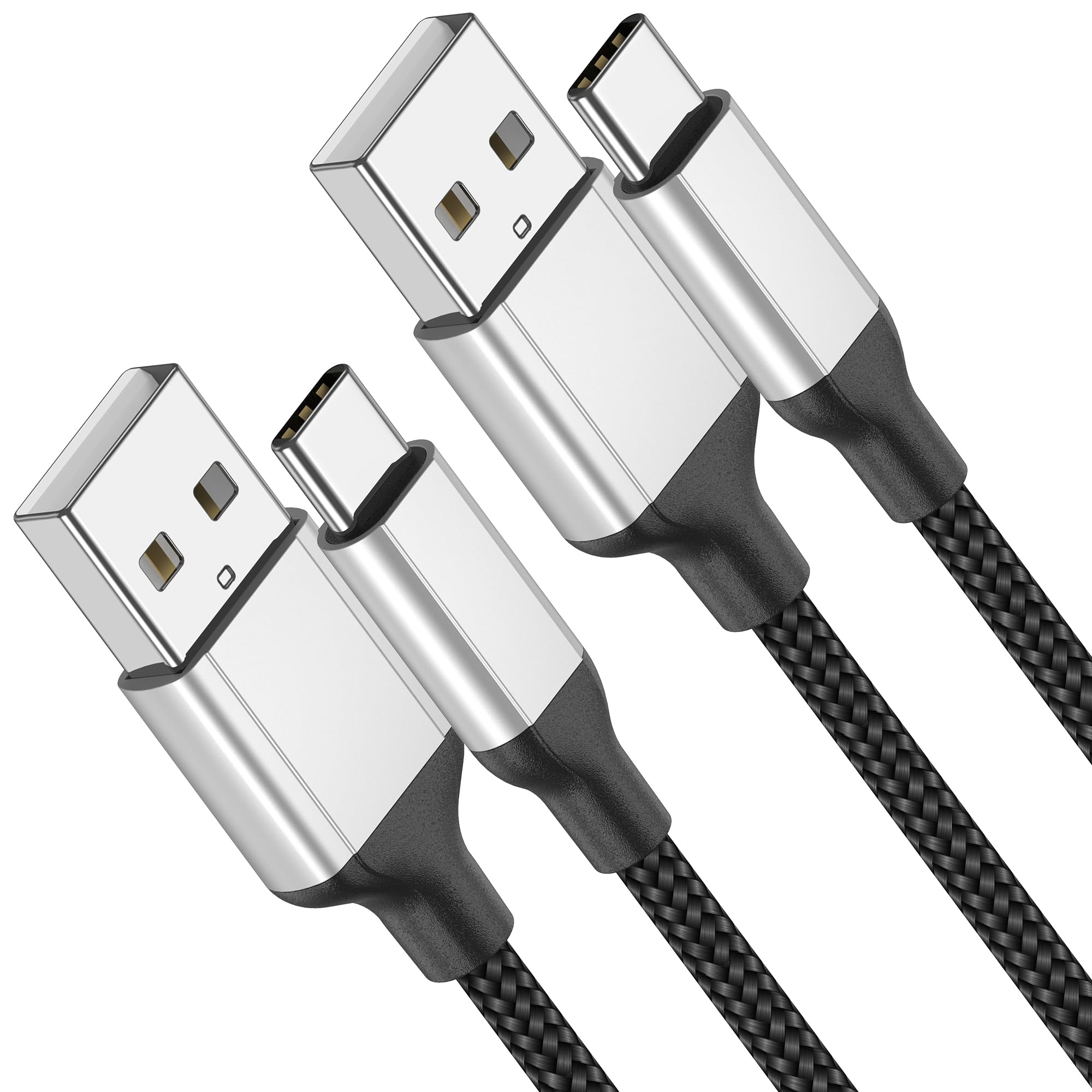 USB auf USB C Ladekabel kurz 30cm, 2 Stück 3A Ladekabel USB C Schnellladekabel, USB Kabel Typ C Datenkabel Kompatibel mit Huawei Samsung Galaxy S23 S22 S21 S20 Ultra Google Oneplus Xiaomi - Schwarz