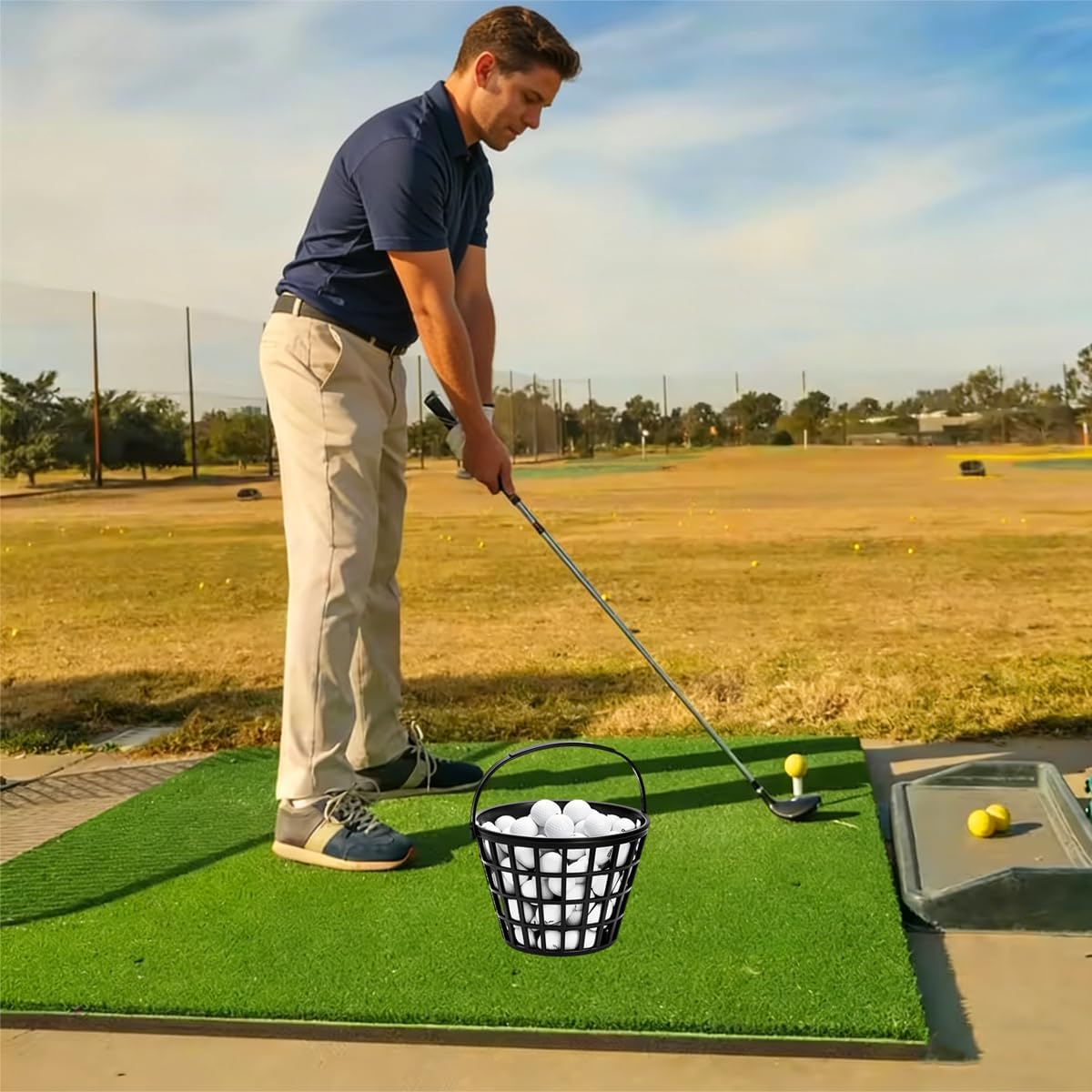 Black Golf Ball Basket,Golf Balls Container Case,Ball Bucket with Handle,Balls Holder,Holds 25 Balls (Balls not Included)