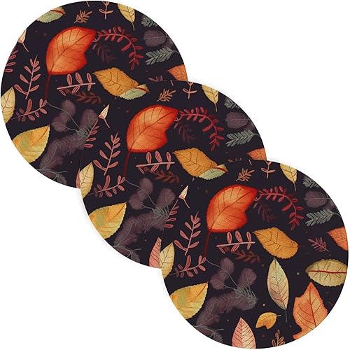 3 Pcs High Heat Trivet Autumn Leaves for Hot Pots and Pans 15in Cotton Thread Weave Heat Resistant Pot Mat for Microwave Stove Home Decor