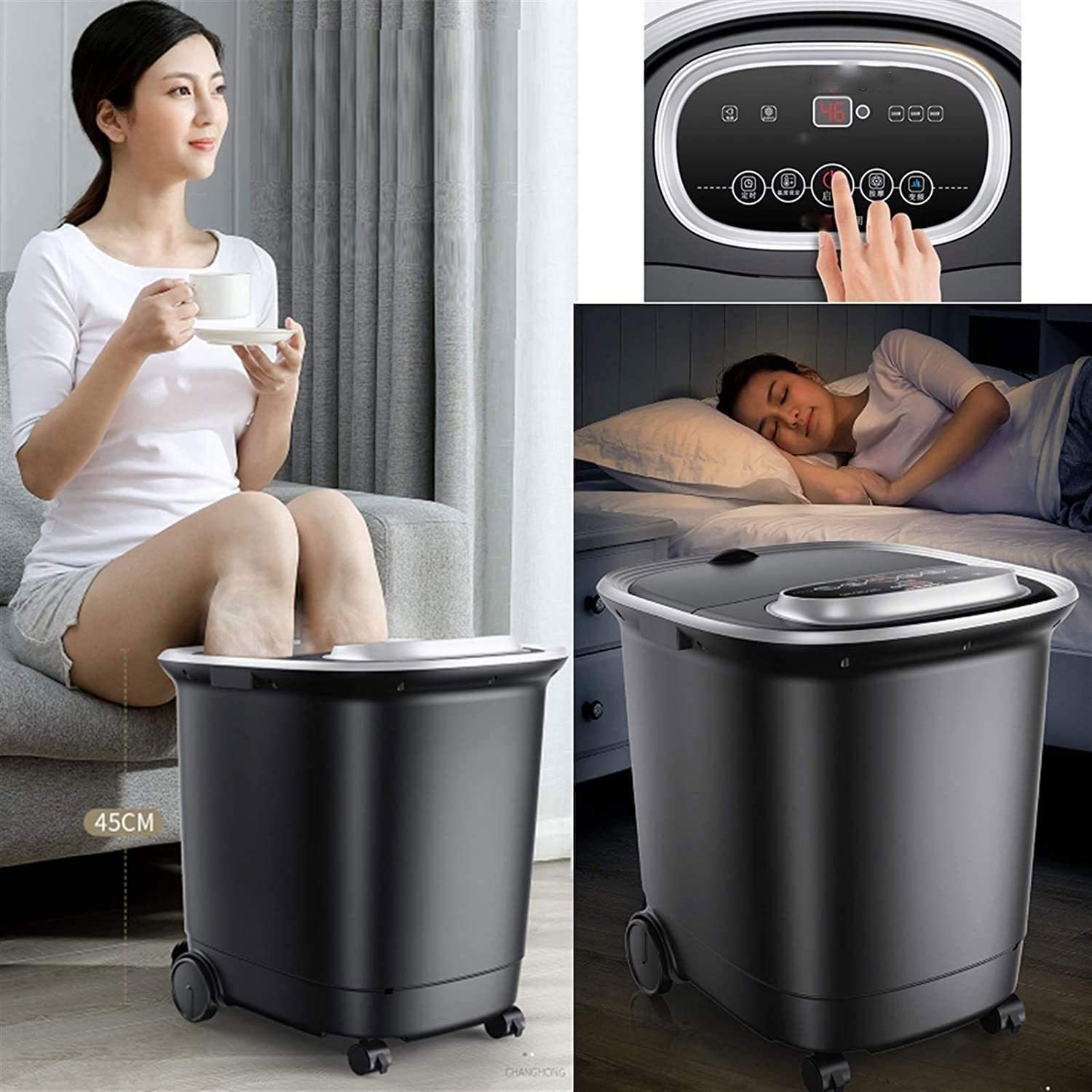 Masajeador de Baño de Spa para Pies con Calentamiento Rápido, Calor Controlado por Temperatura, Rodillos de Masaje con Burbujas Relajantes: Masaje de Tejido Profundo, Alivio Del Estrés de Los Pies en