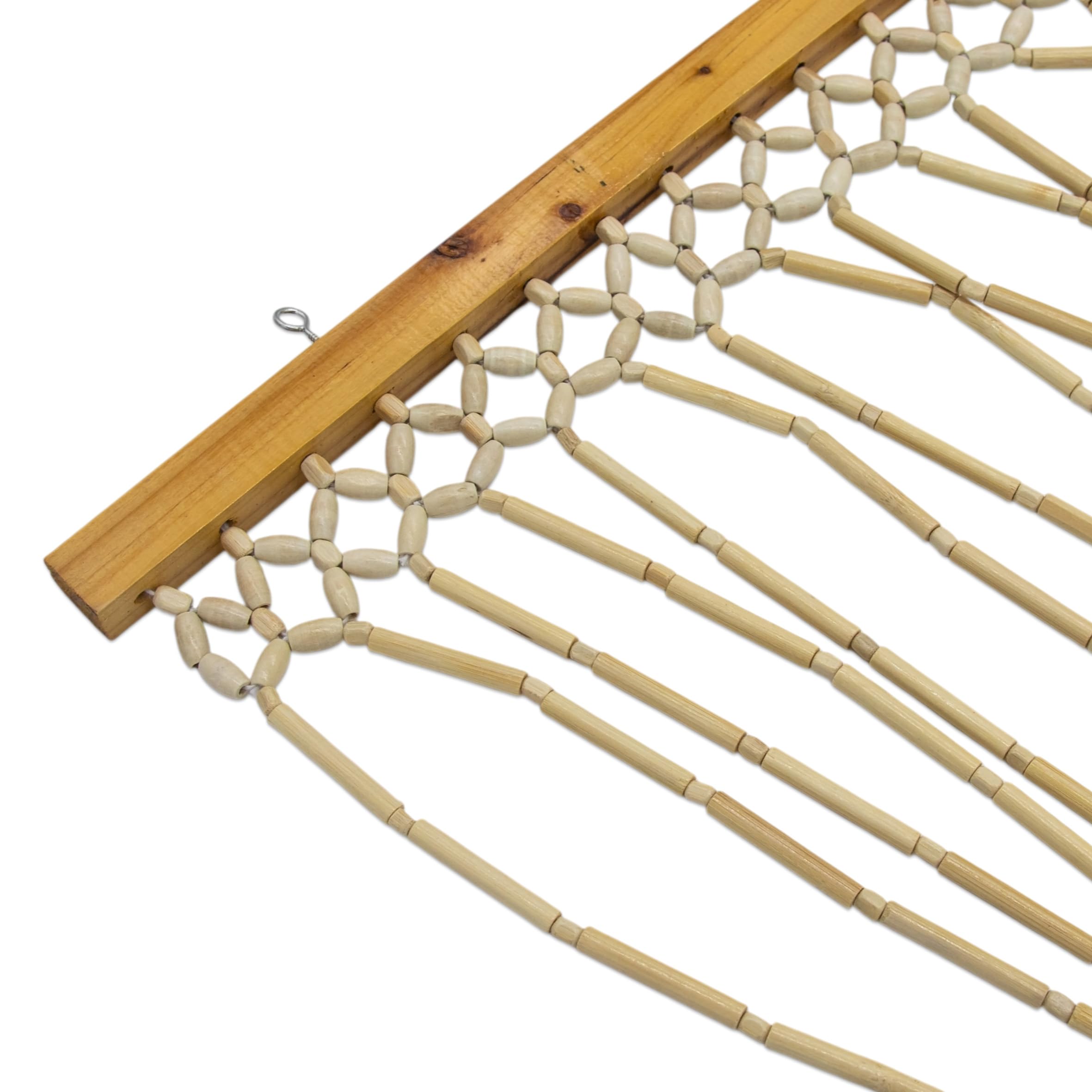 Holzperlen Türvorhang mit 31 Strängen 180 x 90 cm - Natur - Retro Perlenvorhang im Boho Chic Design - Holzperlenvorhang Fliegenvorhang Raumteiler Deko Tür Wand Fransen Perlen Vorhang