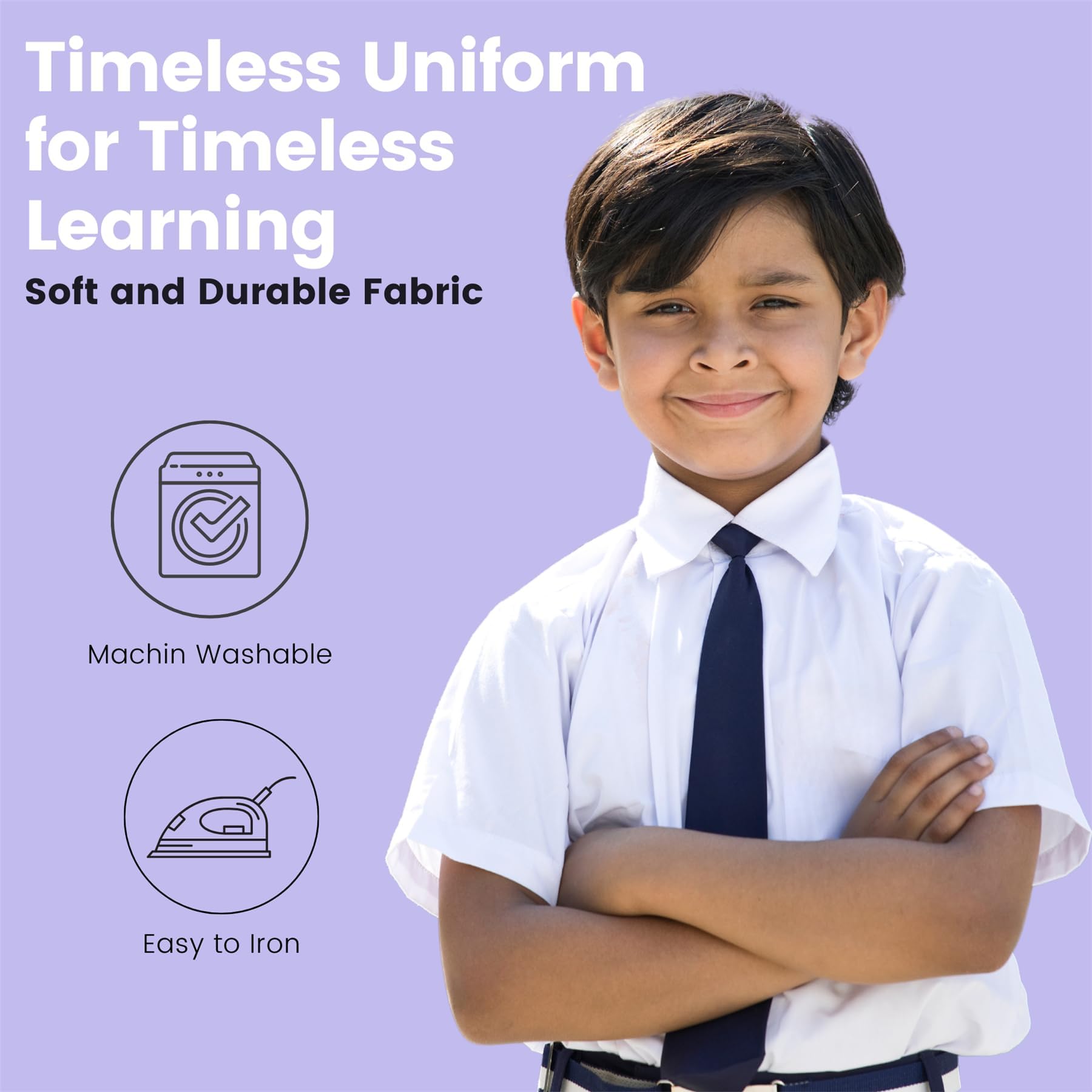 Camisa de uniforme escolar para niños, paquete de 2 camisas de manga corta, camisas escolares abotonadas con bolsillo frontal, camisa lisa de ajuste regular para niños de 3 a 15 años en