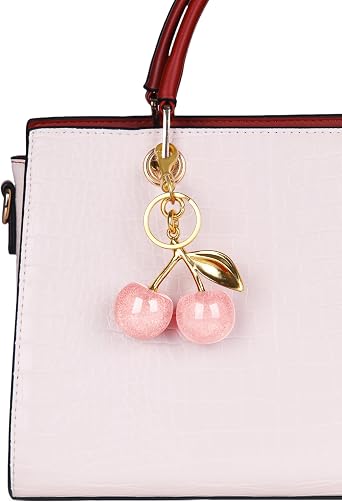OVRUNS Cherry Bag Charm Women Cute Cherries Keychain Sparkling Purse Charms Pendant for Handbag Wallet Car Phone