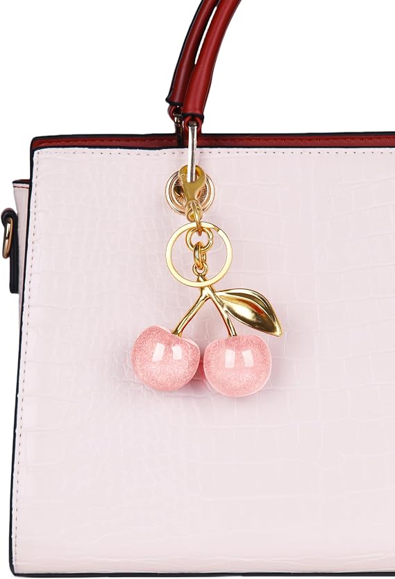 OVRUNS Cherry Bag Charm Women Cute Cherries Keychain Sparkling Purse Charms Pendant for Handbag Wallet Car Phone