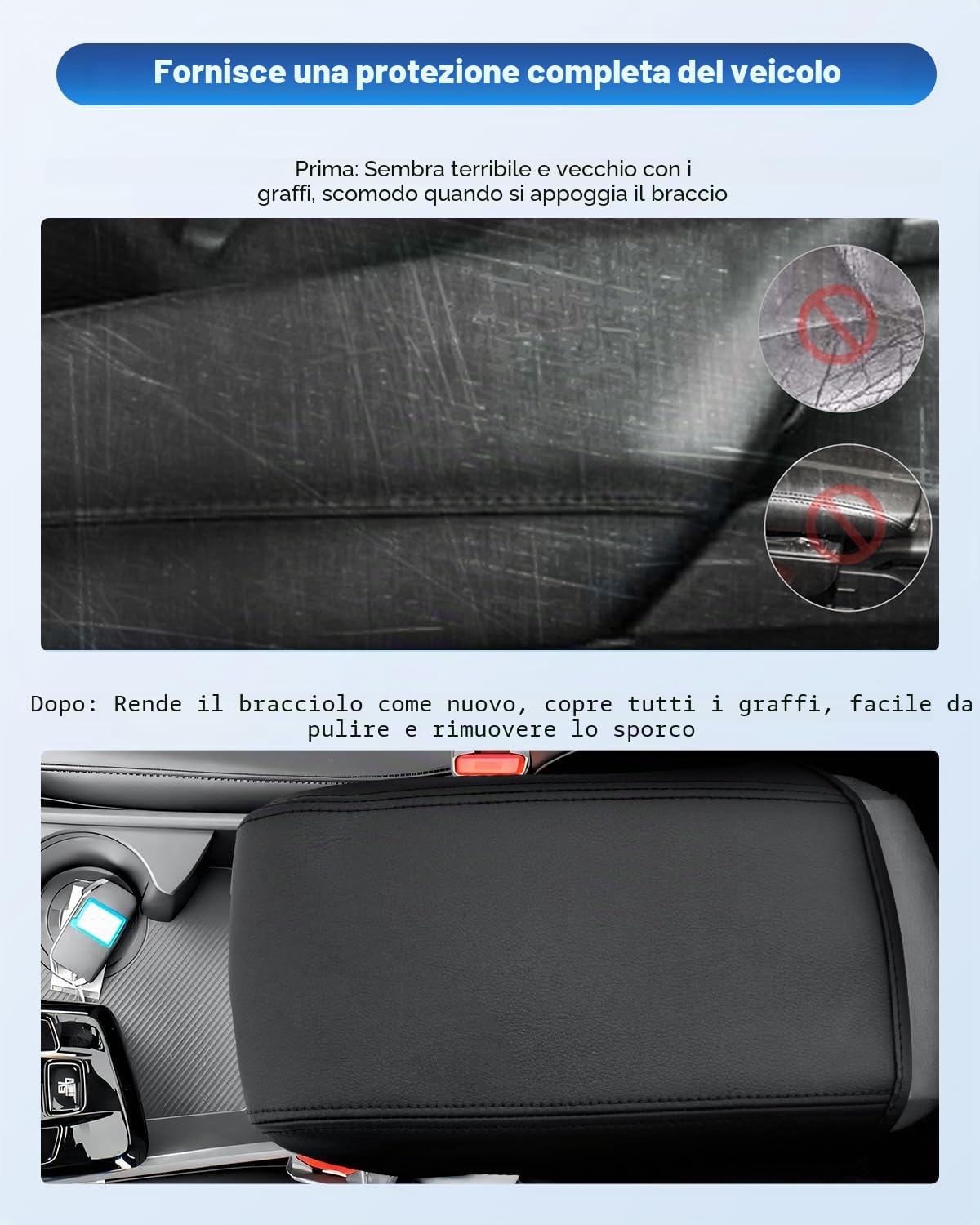 CDEFG Compatibile con Kia Sportage NQ5 2022-2024 2025 Bracciolo Centrale Bracciolo Copertura Protezione Protezione Antigraffio Console Centrale Similpelle Bracciolo Box Cover Auto Sportage 2025