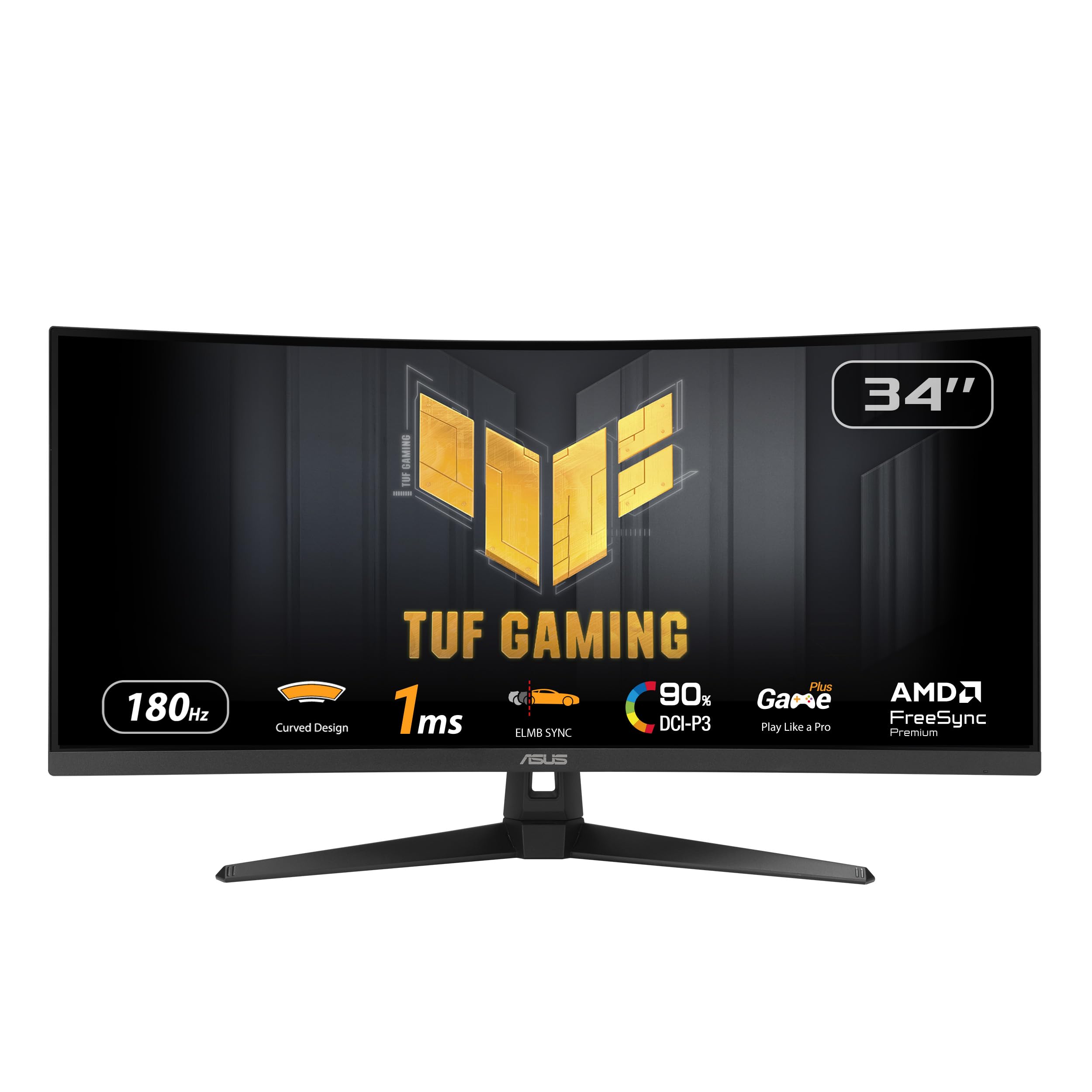 ASUS TUF Gaming VG34VQ3B - Monitor Curvo WQHD de 34" | 180 Hz, ELMB SYNC, FreeSync Premium, 1 ms MPRT, 90% DCI-P3, DisplayWidget Center