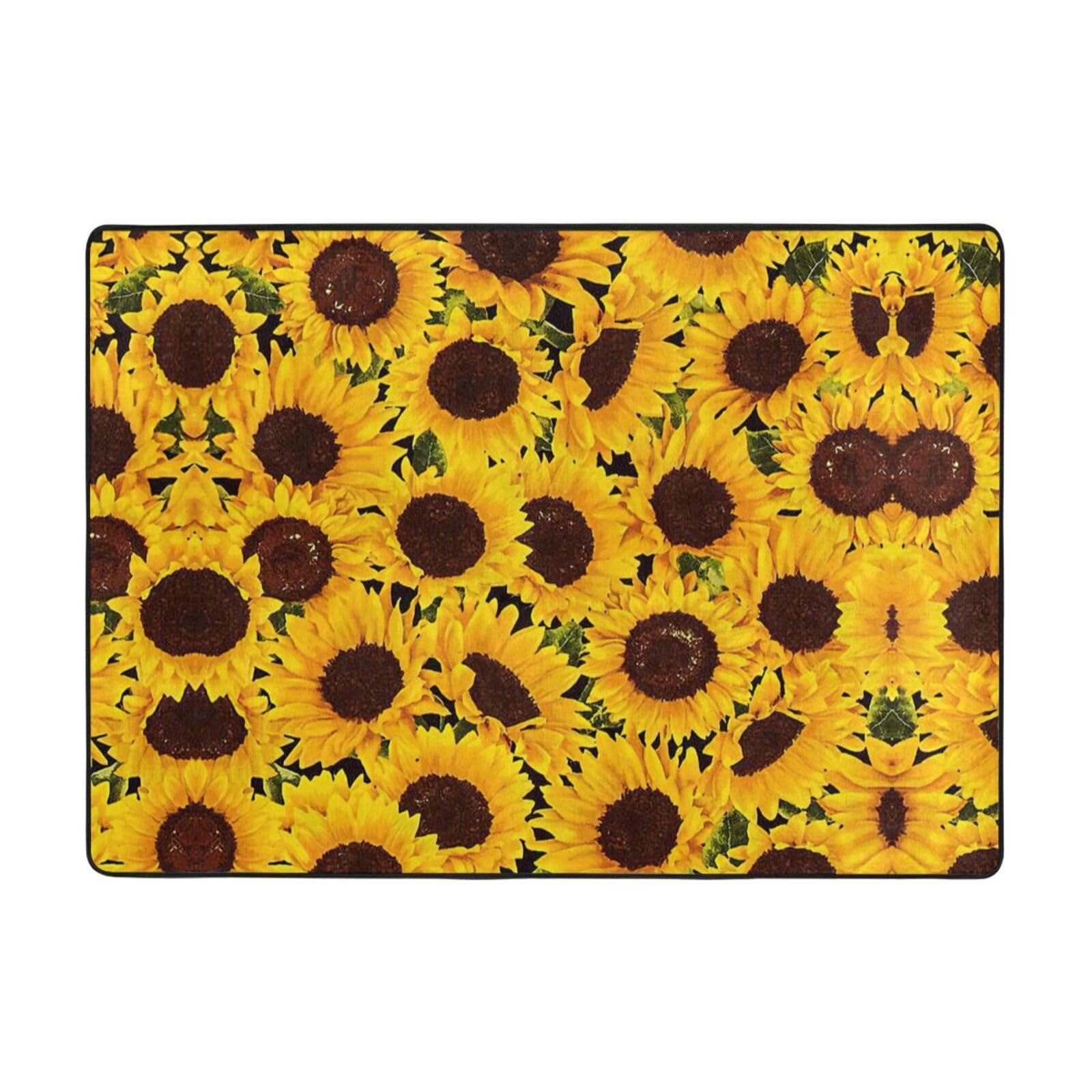 Tapis tournesols jaunes grand format 203 x 147 cm pour sublimer un sol de bureau