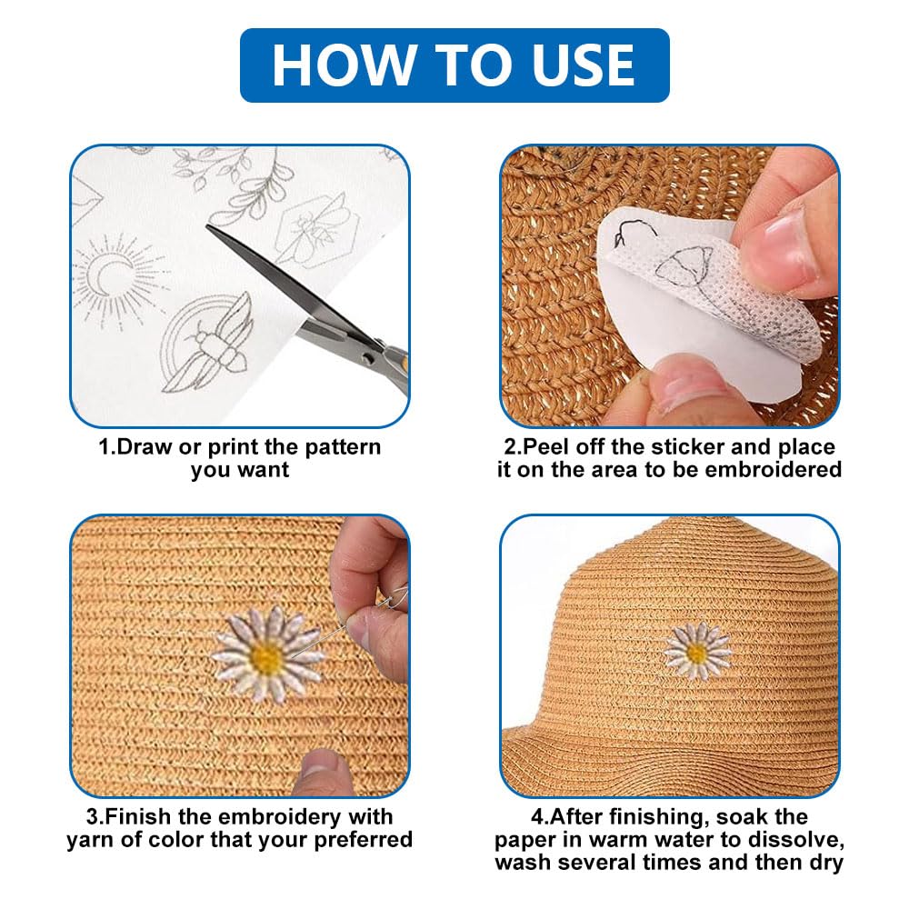 8 Pezzi Stabilizzatore Idrosolubile Per Ricamo - Autoadesivo, Per Ricamo A Macchina E Mano, Facile Da Sciogliere - Foto 9