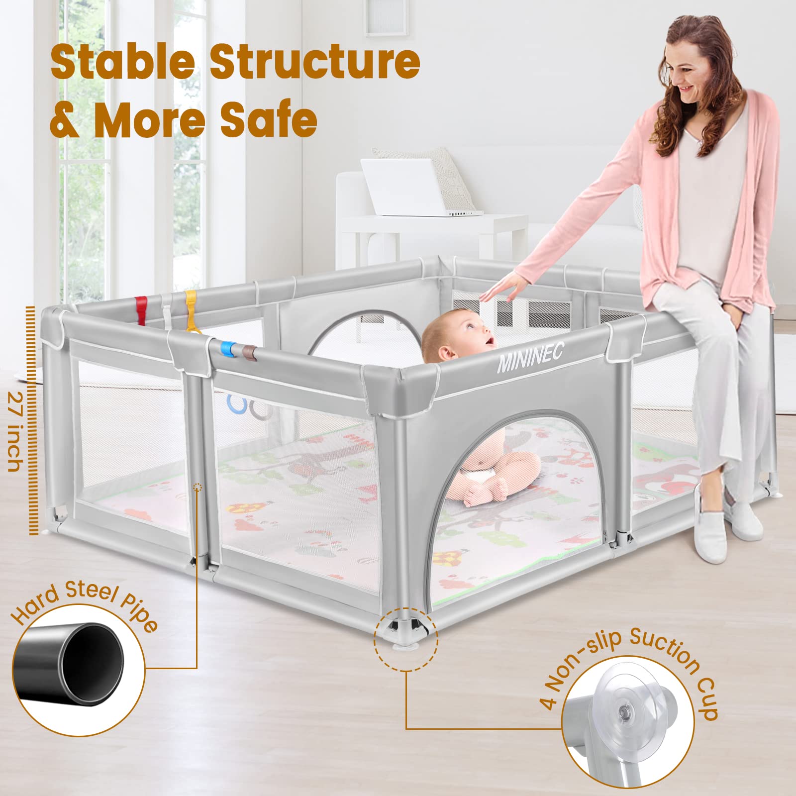 Baby Playpen with Mat,70"x59" Baby Playpen for Babies and Toddlers,Kids