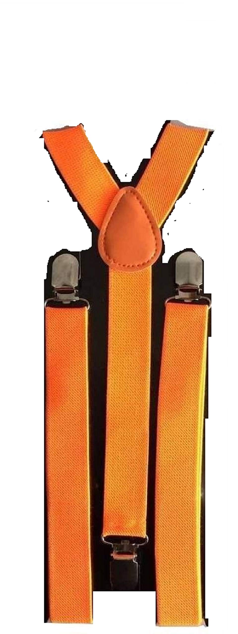 L&C® MENS LADIES UNISEX ADJUSTABLE SLIM BRACES TROUSER SUSPENDERS FANCY DRESS CLIP ON (Bright Orange)