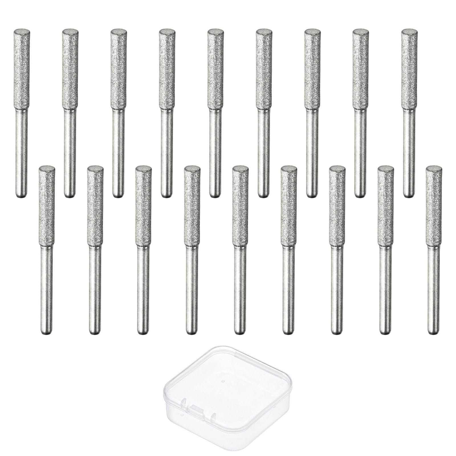 TIXIPEM Diamond Chainsaw Sharpener with Plastic Box [18pcs]-Grinding Stone File Chainsaw Sharpening for Electric Chain Saw Sharpener&Stone Carvings-[Silver- 5/32 Inch]