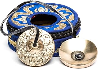 Lamatar1 Buddhist Tingsha Symbols- 2 Inch Mini Size With Blue Cotton Zip-Up Case Bag -Hand Made From Nepal- For Sound Ther...