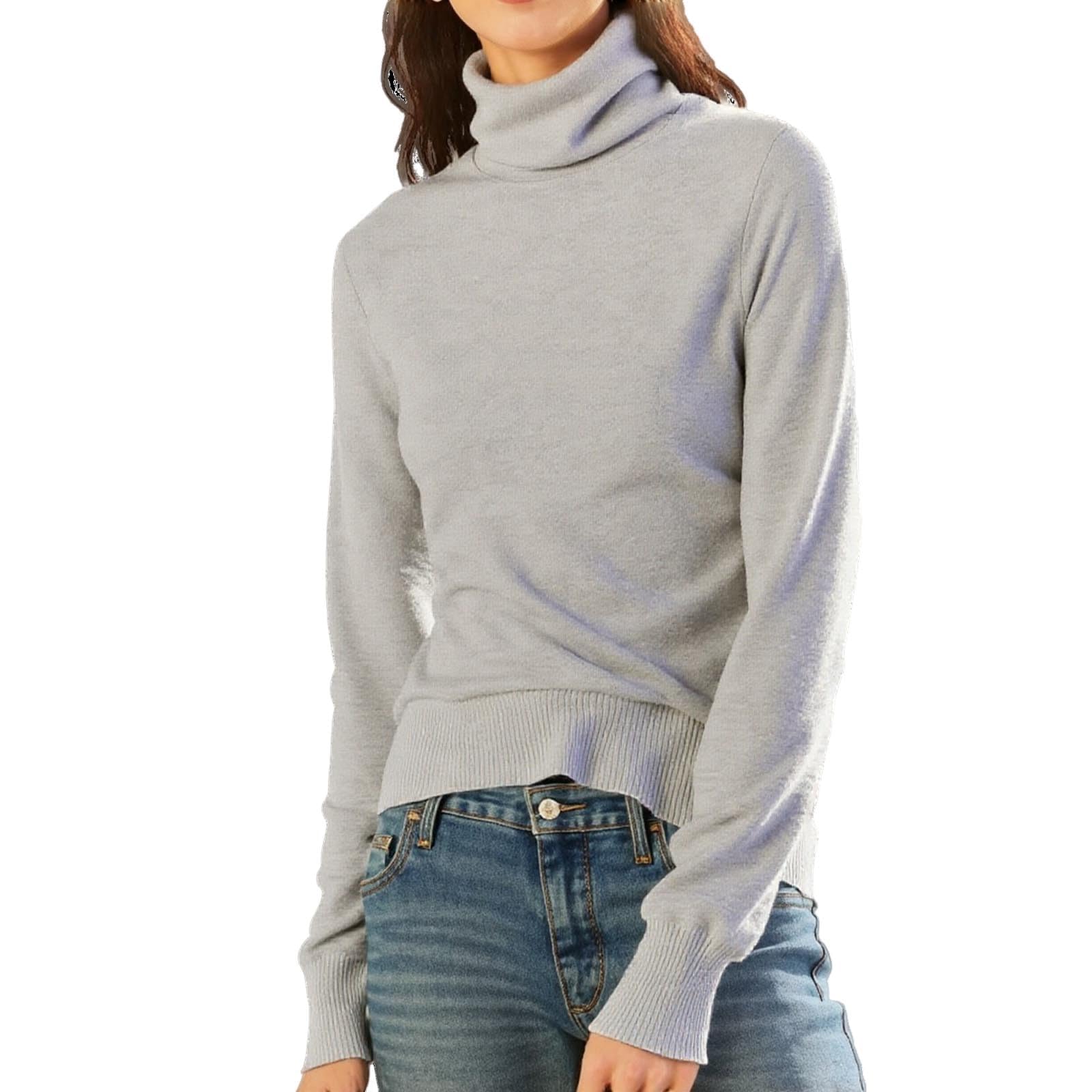 Cashmere Sweaters for Women Warm Knitted Mock Turtleneck Tops Fall Winter Long Sleeve Soft Sweater Pullover