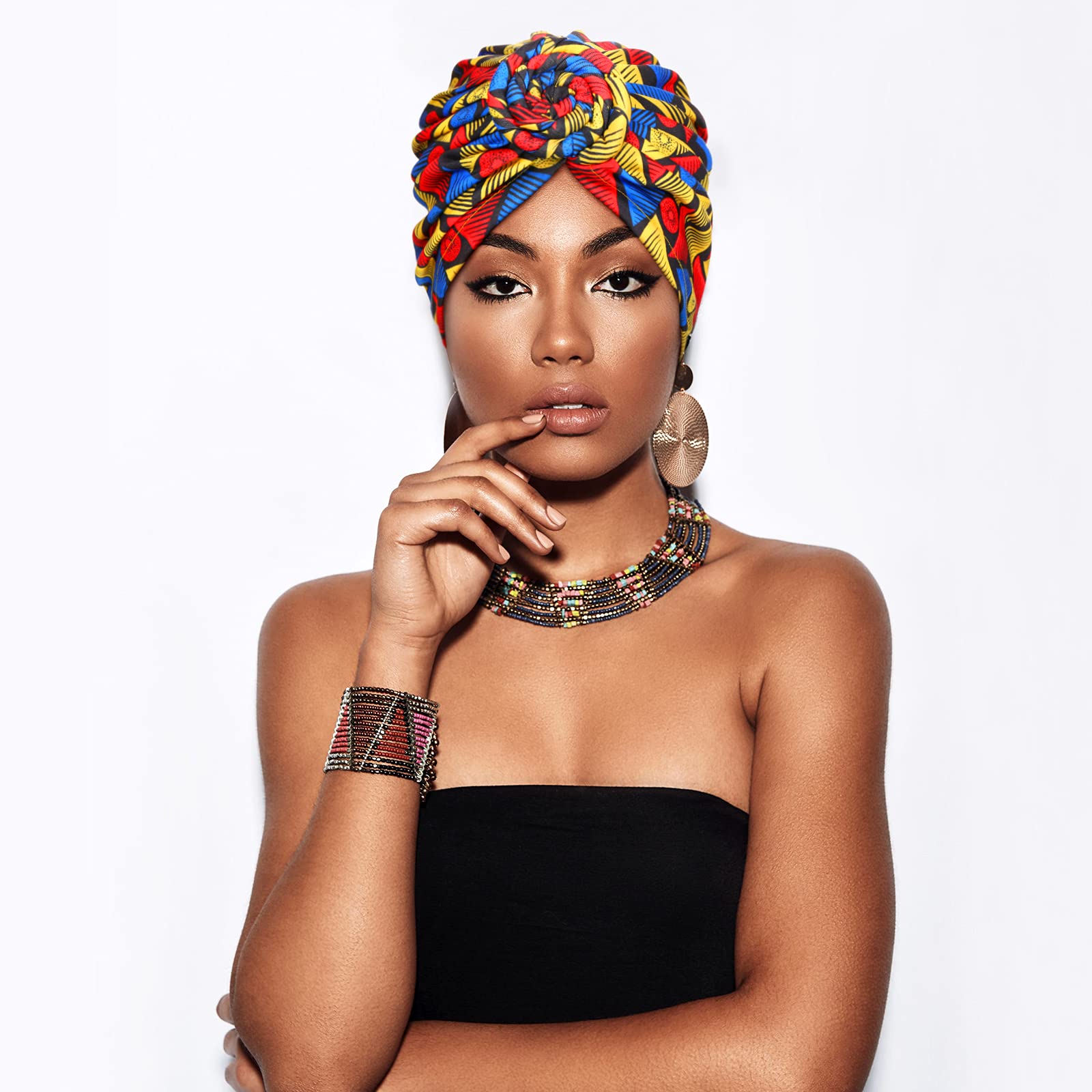 6 pezzi africano headwrap turbante per donne nere pre legato nodo cofano cappello berretto berretto testa sciarpa copricapo cappello