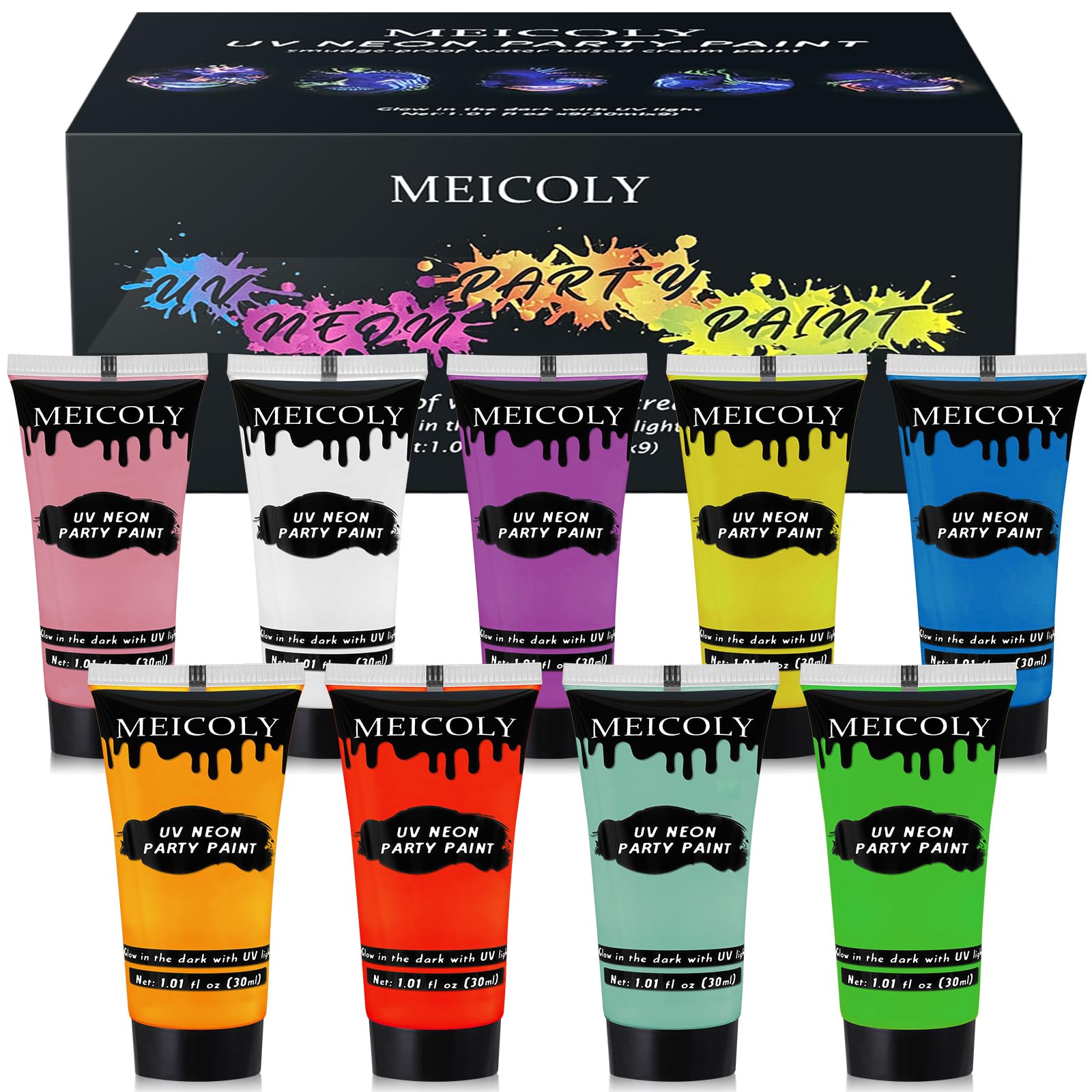 Amazon.com : MEICOLY Glow Blacklight Face Body Paint Set,Neon Face