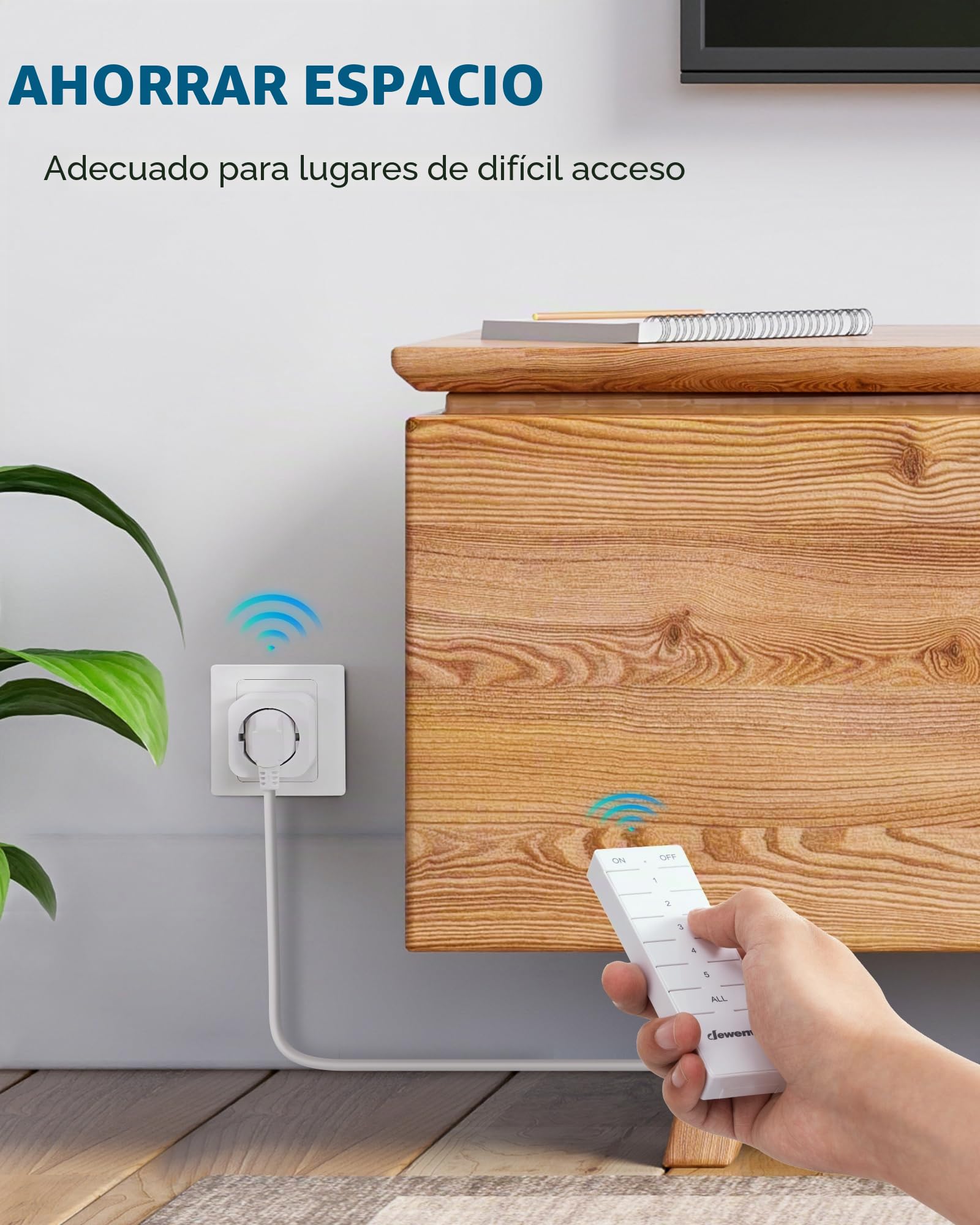 DEWENWILS Juego de 4 enchufes inalámbricos con mando a distancia, interruptor de pared inalámbrico enchufe encendido/apagado, juego de enchufes inalámbricos, 16 A, 3680 W, interruptor de luz ampliable