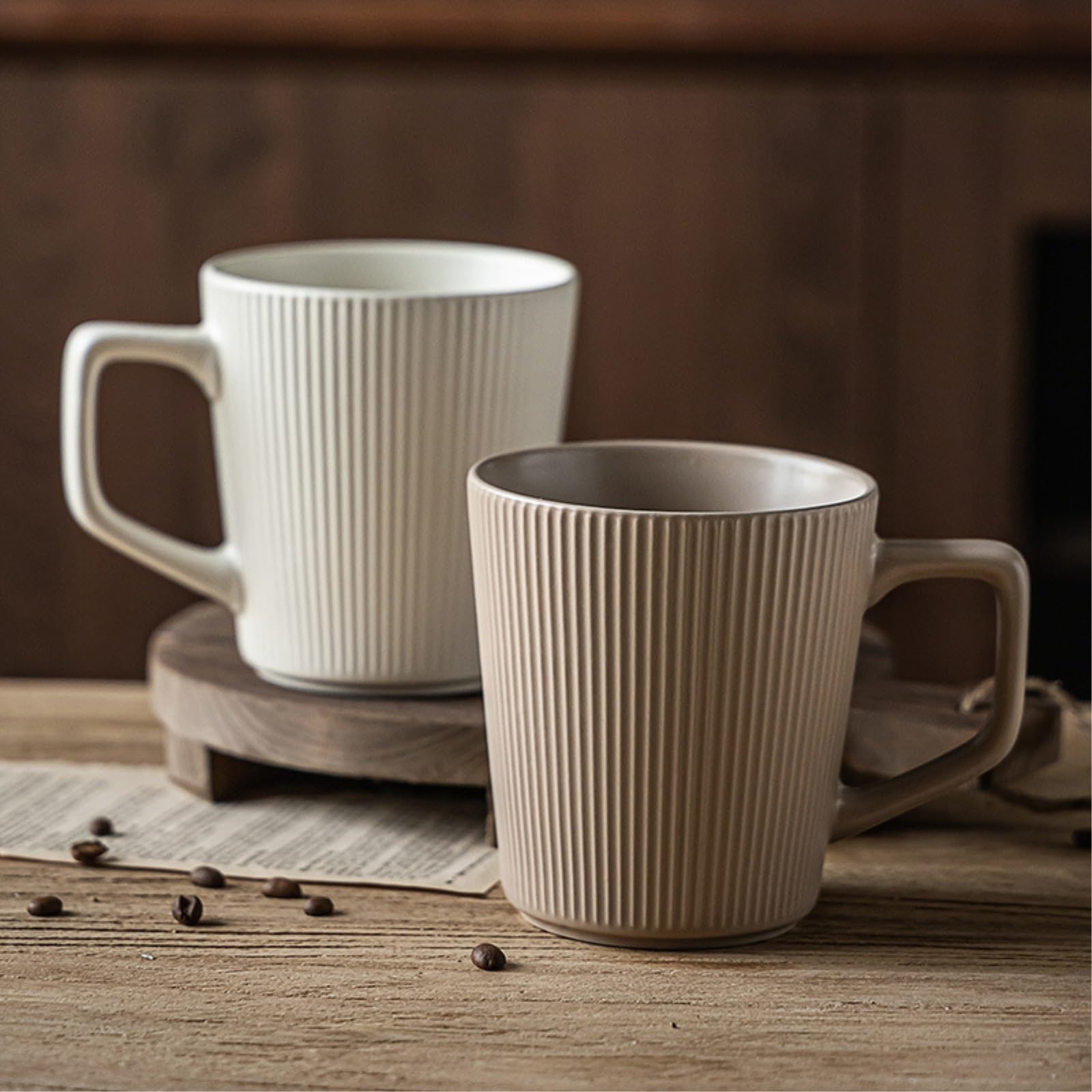 Taza de alivio retro japonesa de 500 ml, taza de alivio simple para el hogar, color blanco, grado A, 500 ml.