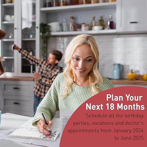 Miniatura 3 de S&O - Calendario de pared de 18 meses de doce flores 2024-2025 para el hogar, calendario mensual arrancable de enero de 2024 a junio de 2025,