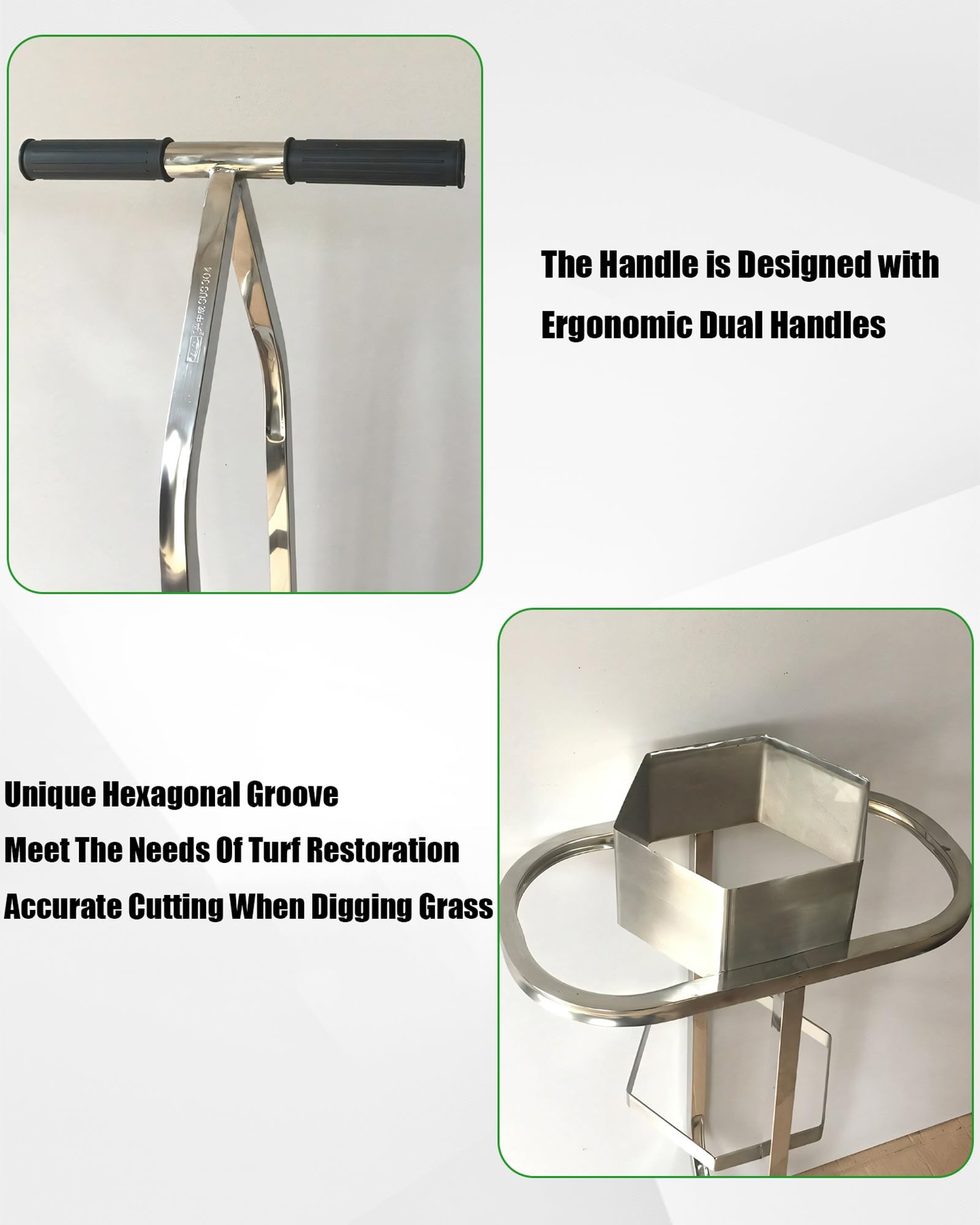 Cortadora de césped Hexagonal, Recortadora de césped de Acero Inoxidable con Doble Mango, para reparación de Campos de Golf y Mantenimiento de césped.