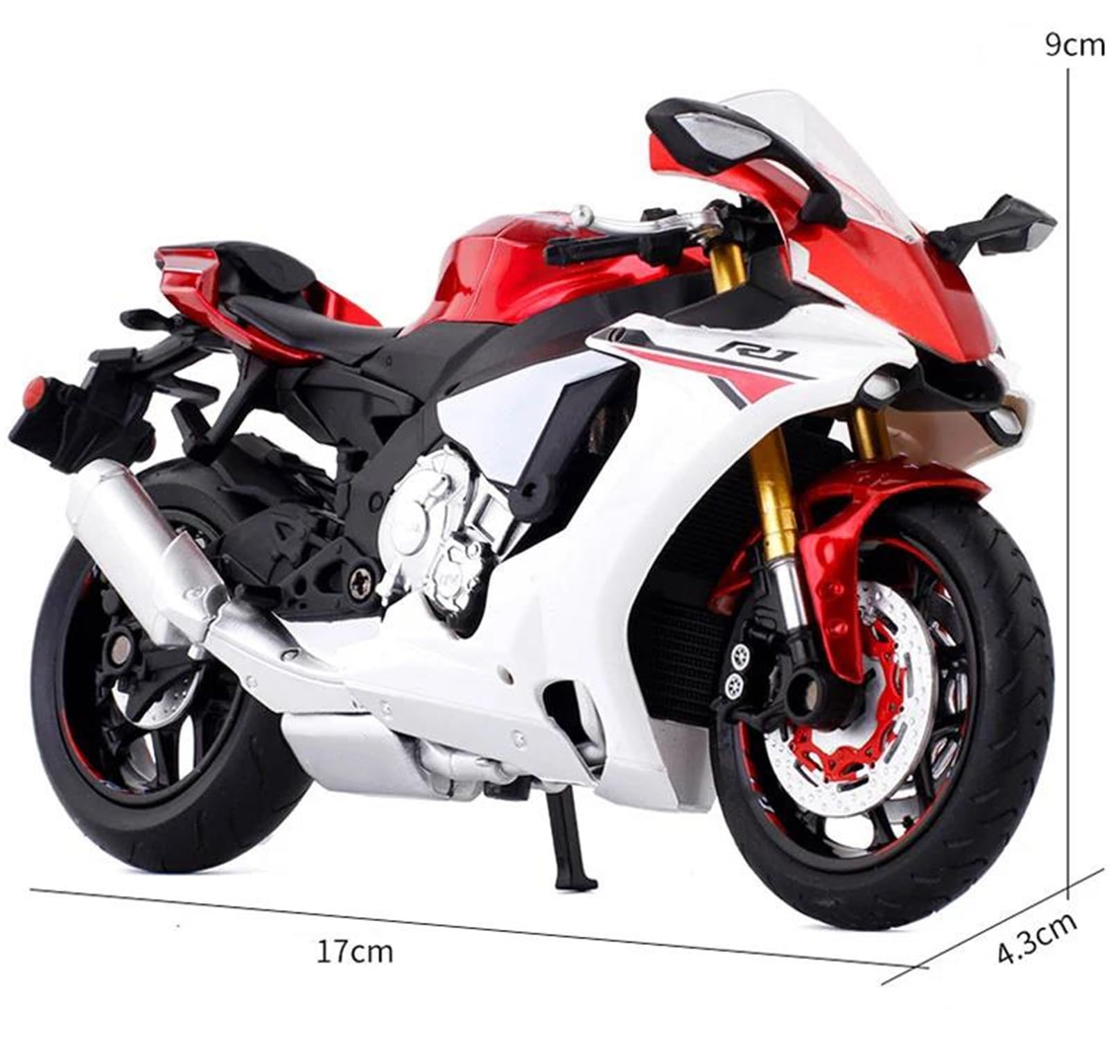 Modelo de Motocicleta Maqueta De Motocicleta Todoterreno, Juguete Regalo Colección 1:12 para Yamaha YZF R1, Simulación Carreras Aleación, Metal Fundido A Presión(Nero)