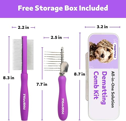 Miniatura 6 de Kit de peine desmenuzador sin dolor para perros y gatos, rastrillo desmenuzador y peine desenredante de doble cara, cepillo para desmenuzar perros y