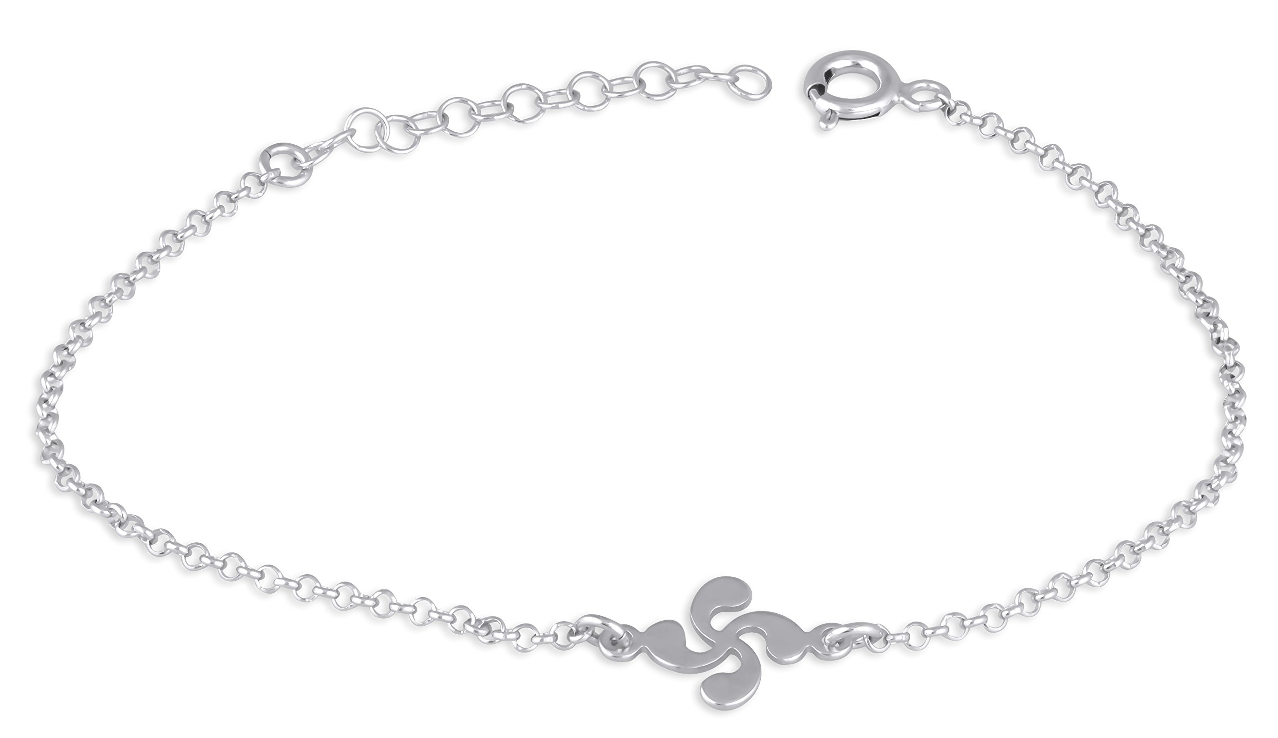 TALISMAN JEWELLERY Bracciale in Argento 925 con Catena Regolabile - Lauburu, Croce Basca (16 cm + 4 cm di estensione), Senza Gemma