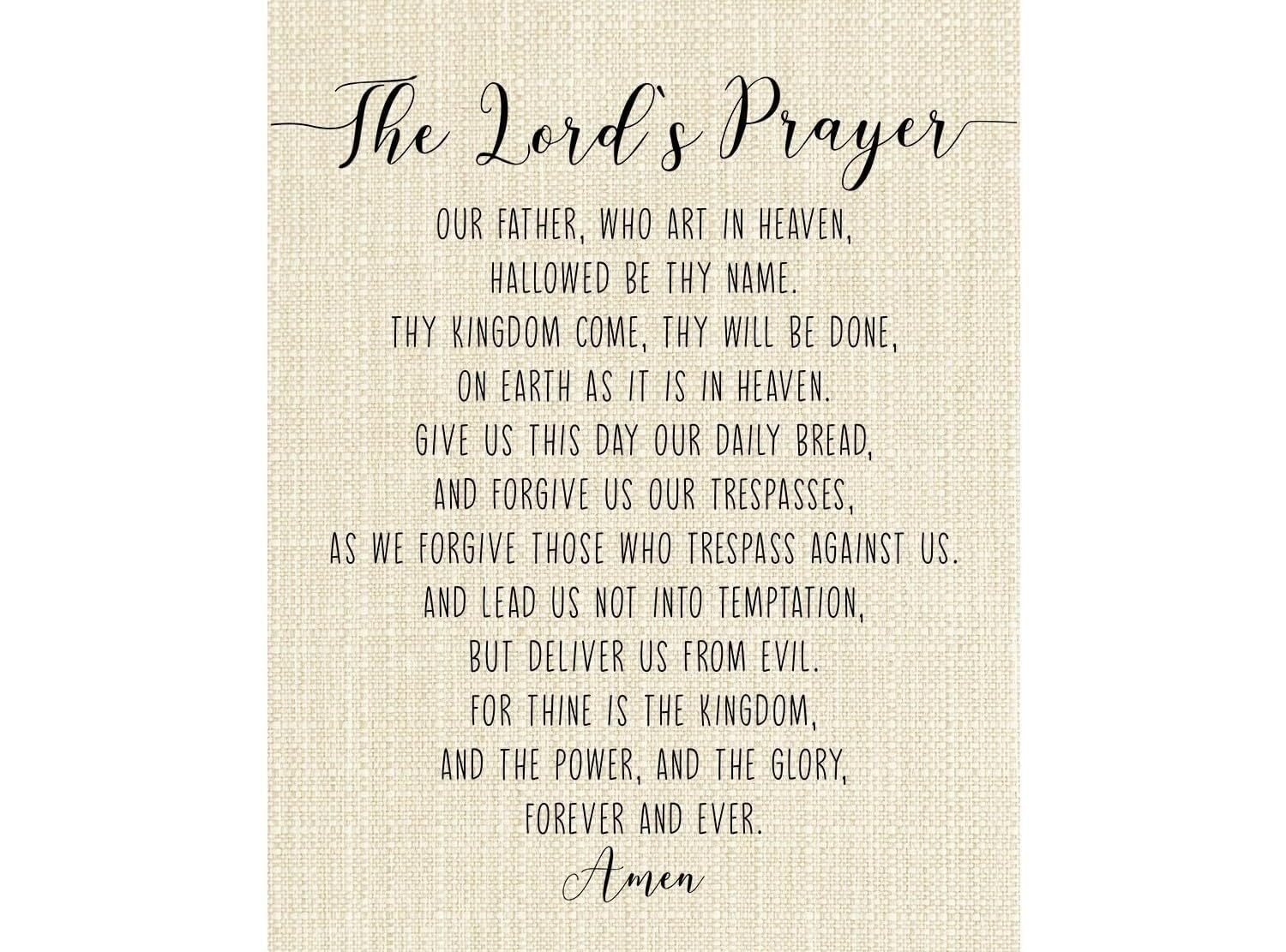 HGETJOHXEM Christian Inspirational Quote The Lords Prayer Wall-Art Bible Verse Print Home Decor(Framed,12x18inch(30x45cm))