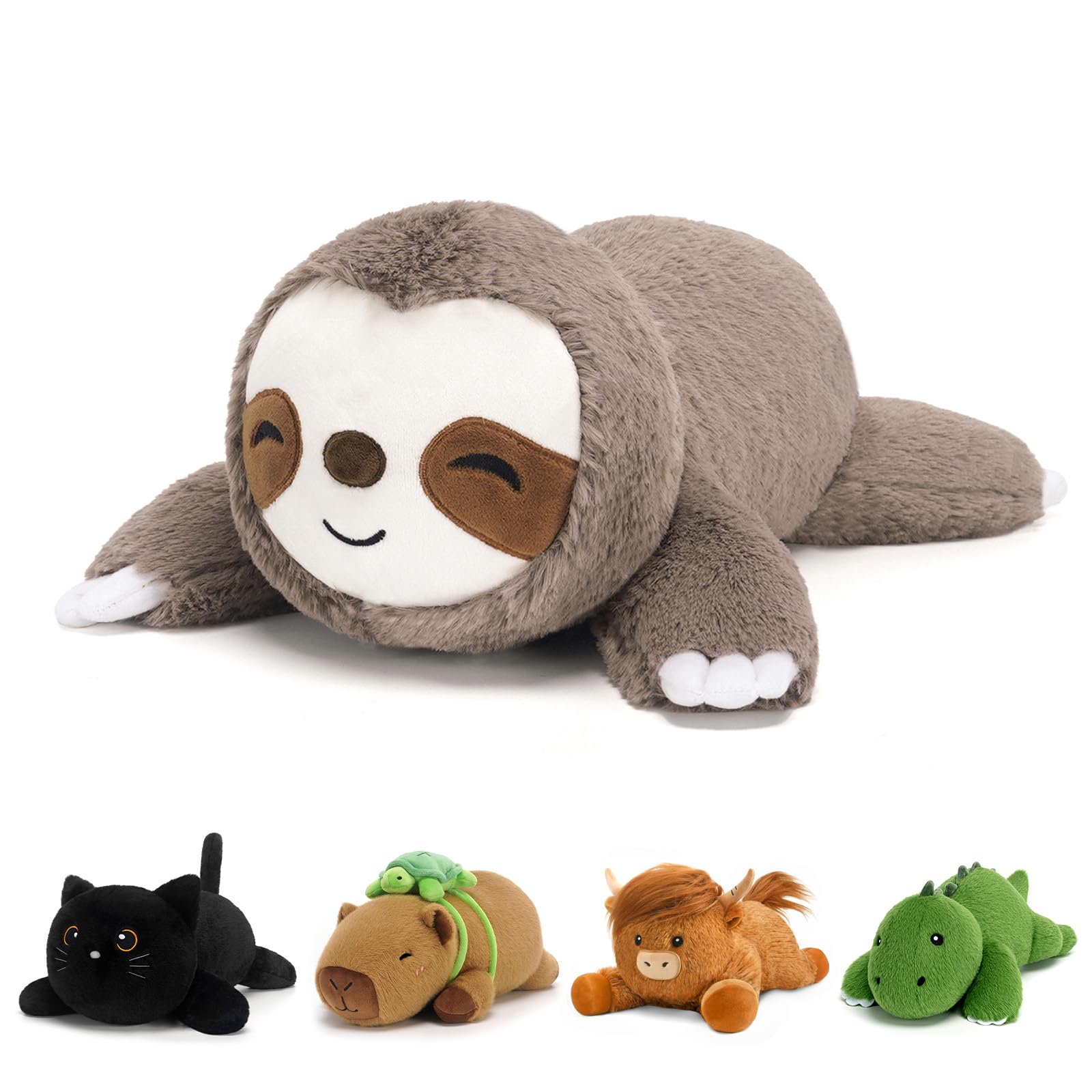 SQEQE Weighted Sloth Plush Soft Weighted Stuffed Animals Pillow Cute Plushie Toy for Kids Adults (13.8 Inch/1.6 Lbs)