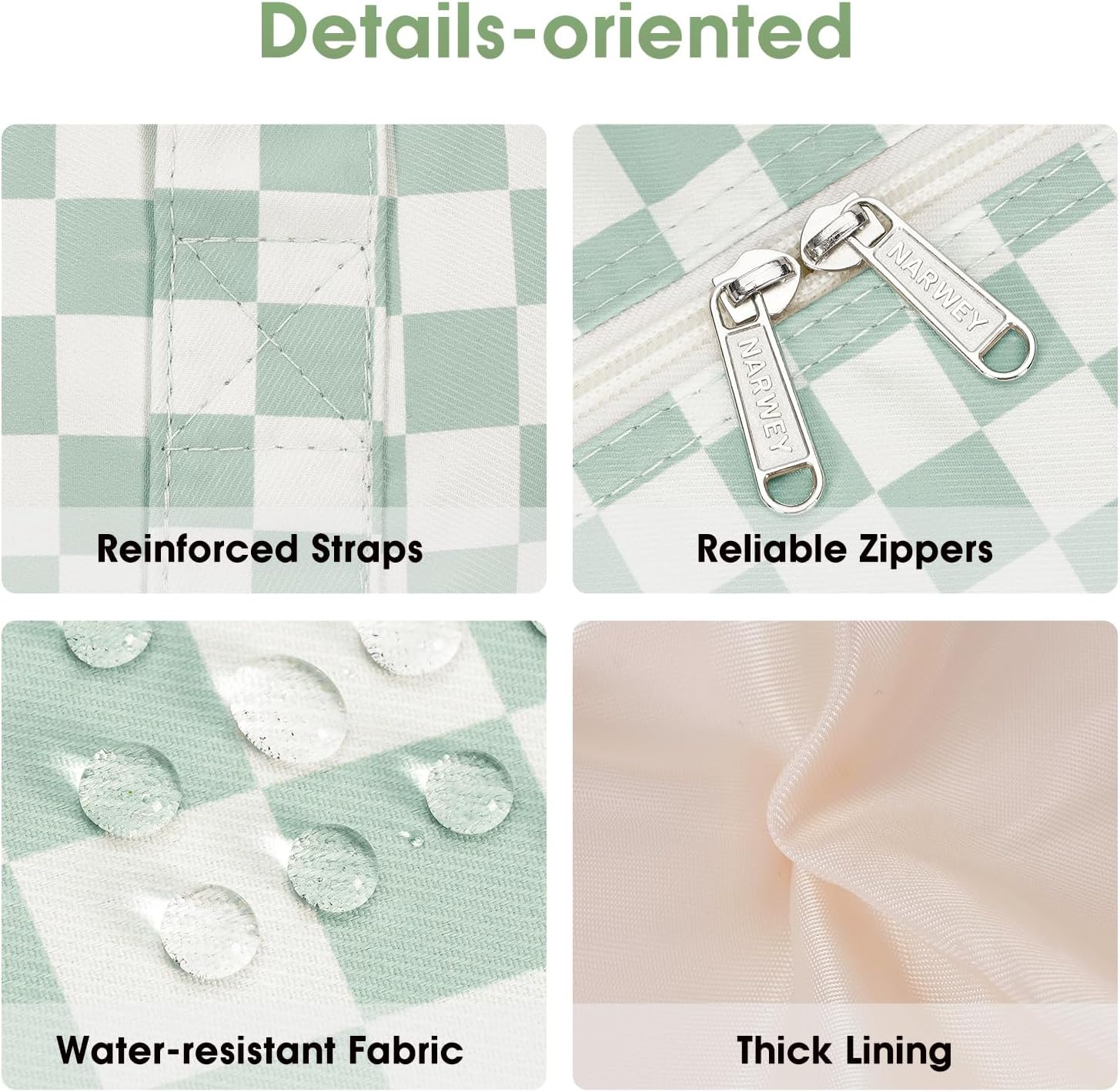 Narwey 18" Carry on Bag Underseat for Airplane with Wet Pocket Spirit Airlines Personal Item Bag Travel Duffel Bag Small Gym Bag Weekender Overnight for Women and Men (Mint Green Checkerboard) - Image 7