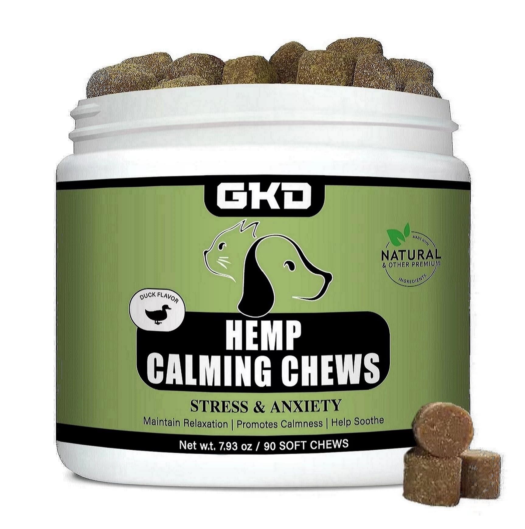 GKD Dog Calming Hemp Camling Chews for Dogs, Stress Relief, Thunderstorms, Barking, Aid with Separation, Reduce Hyperactive Aggression Enhance Joint Immunity
