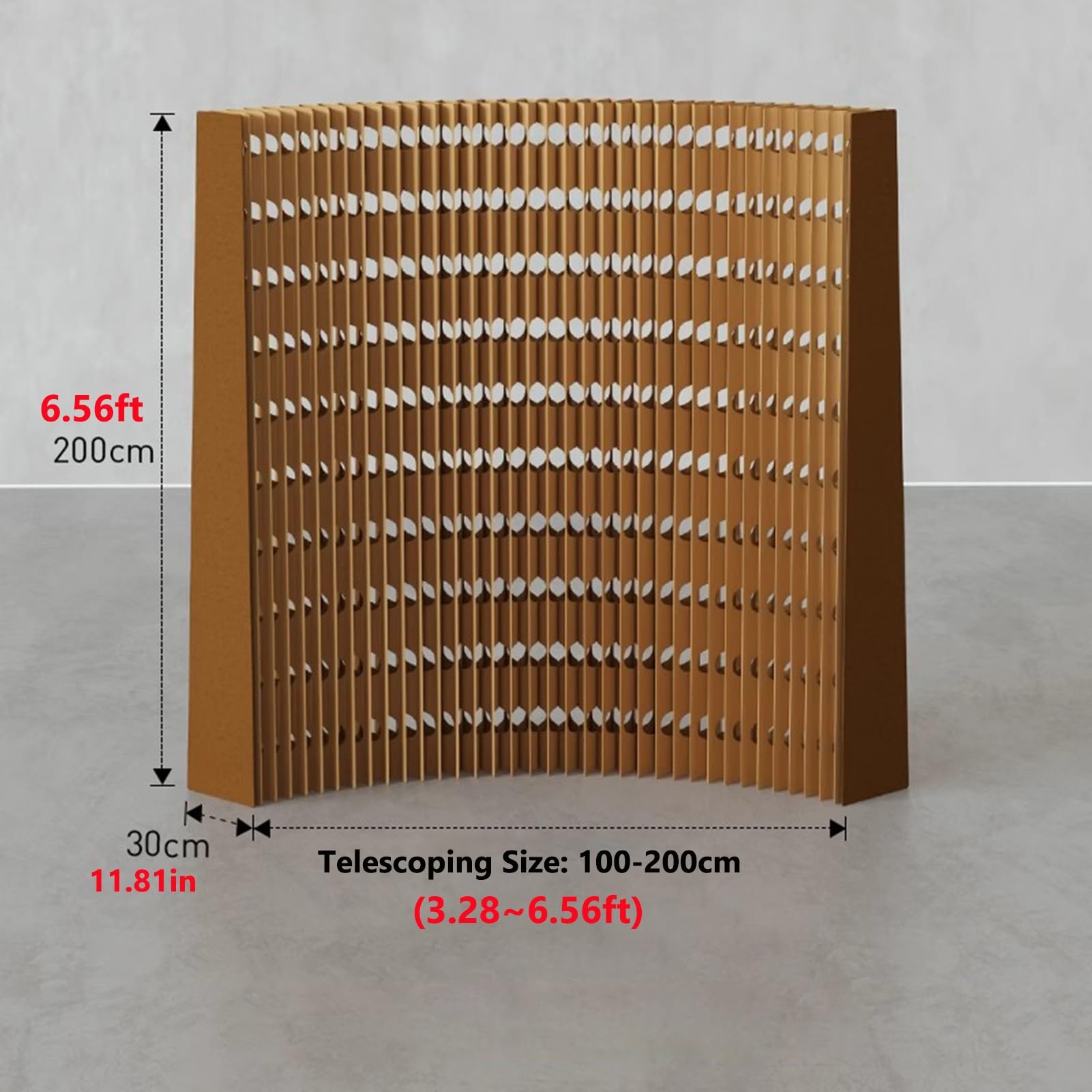 Divisori per ambienti, Parete divisoria in carta deformabile alta 6, 56 piedi, lunghezza 3(Brown,2x1-2 m/6.56x3.28-6.56 ft)