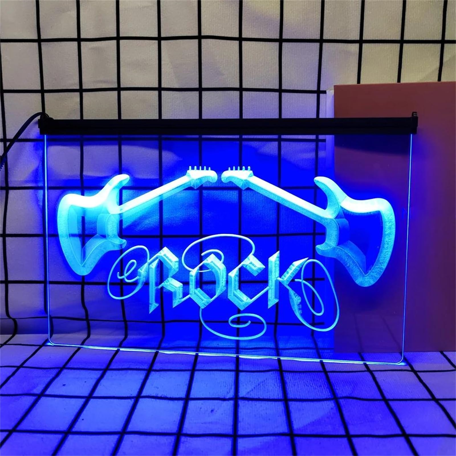 Rock Neonowy szyld do dekoracji ścian – ściemniane neonowe lampy LED z zasilaniem USB, idealne do sypialni, studia muzycznego, pokoju nagrań lub baru z muzyką na żywo,Blue,40x30cm