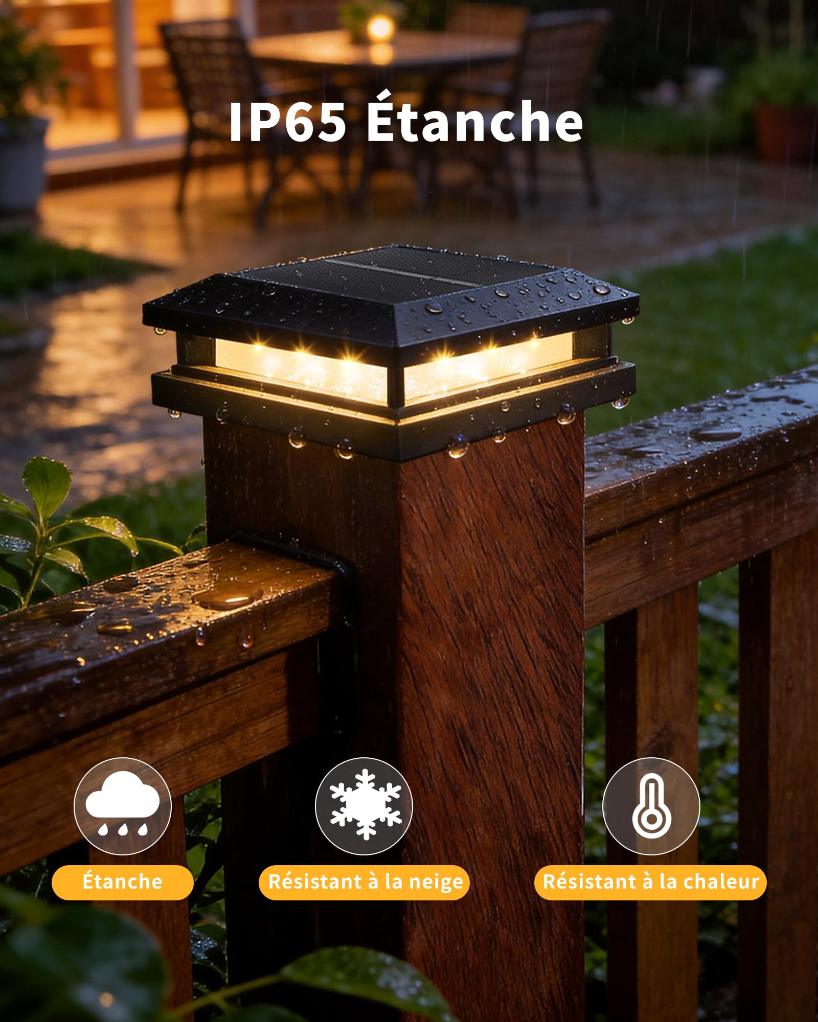 BRIMAX Lampe Solaire Poteau 9x9 / 10x10 / 12x12 cm 3000K/6000K IP65
