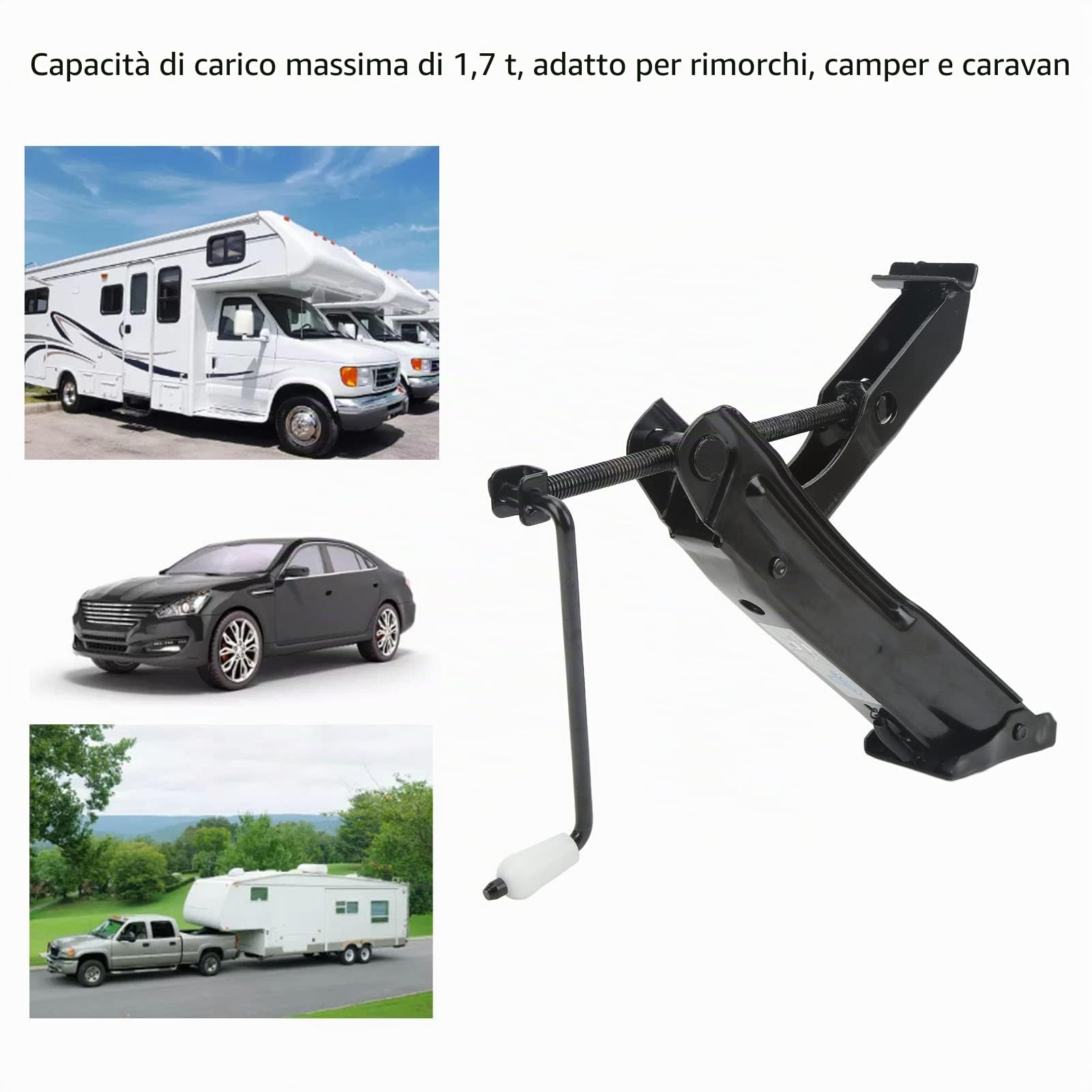 Fockety Sollevamento con capacità di 1,7 tonnellate, cric Automatico con Albero Pieno per rimorchi Camper RV Veicoli di Piccole e Medie Dimensioni
