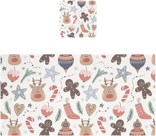 senya Bath Towel Set, Christmas Forest Animal Reindeer Gingerbread Cotton Bath Towels Soft Highly Absorbent Fast Drying for Bathroom Gym Hotel