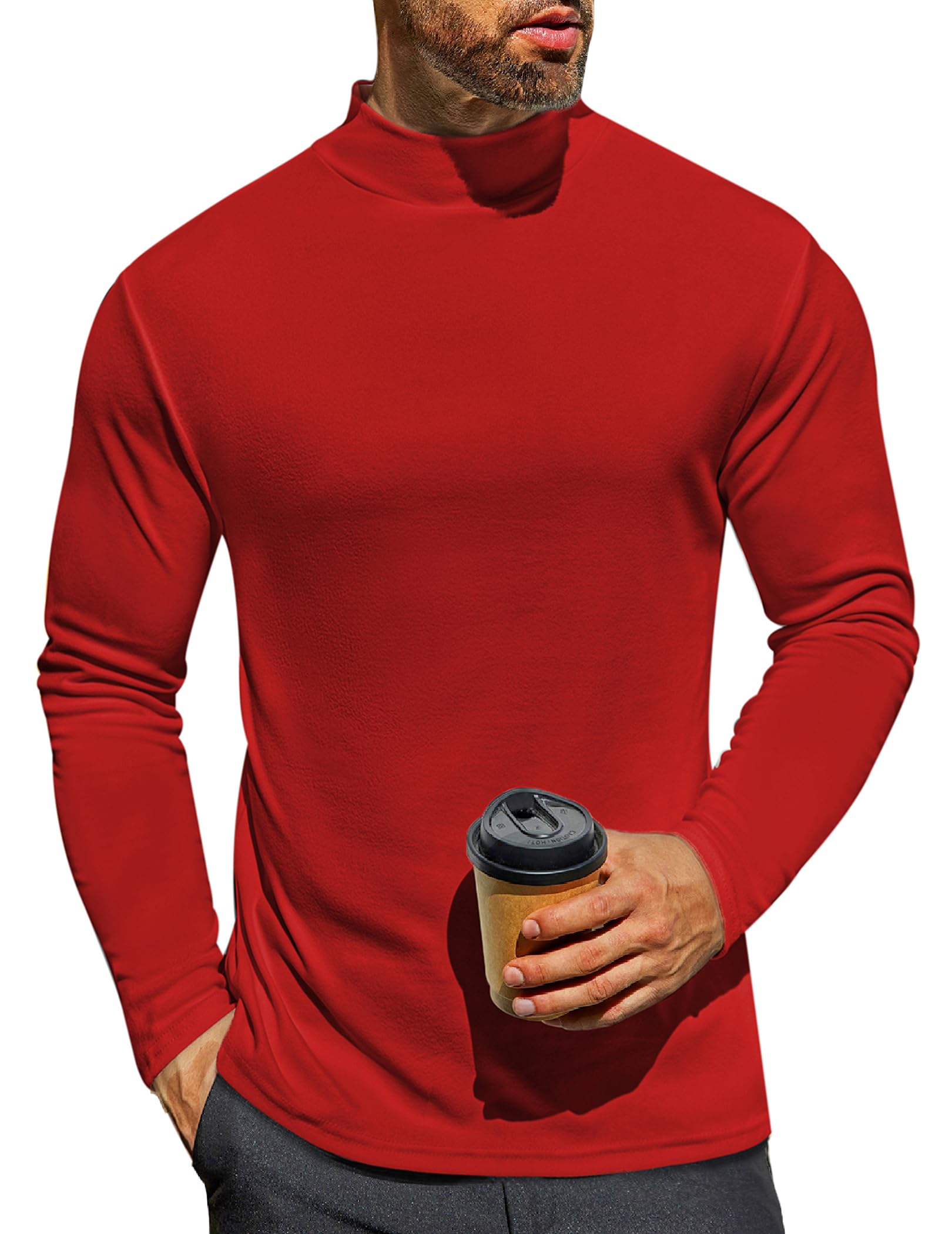 EkouaerMen's Mock Turtleneck Shirts Long Sleeve Shirt