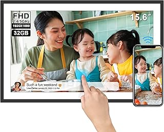 32GBデジタルフォトフレーム 15.6インチ WiFiデジタルフォトフレーム、無料SSAアプリで写真やビデオを簡単に共有、1920x1080 FHD IPSタッチスクリーン、自動回転