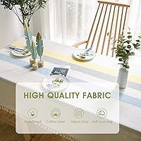 Vista 20 de Cosmine Mantel rectangular, mantel de lino para casa de campo, tela resistente, mantel bordado lavable con borla, mantel decorativo oblongo